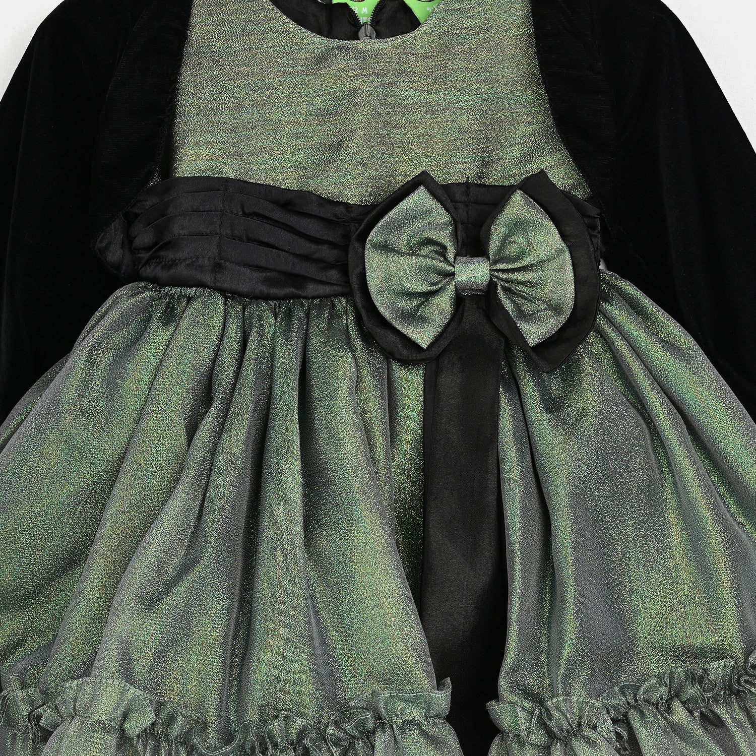 Infant Girls Organza Fancy Frock-Shine - Green - Image 2