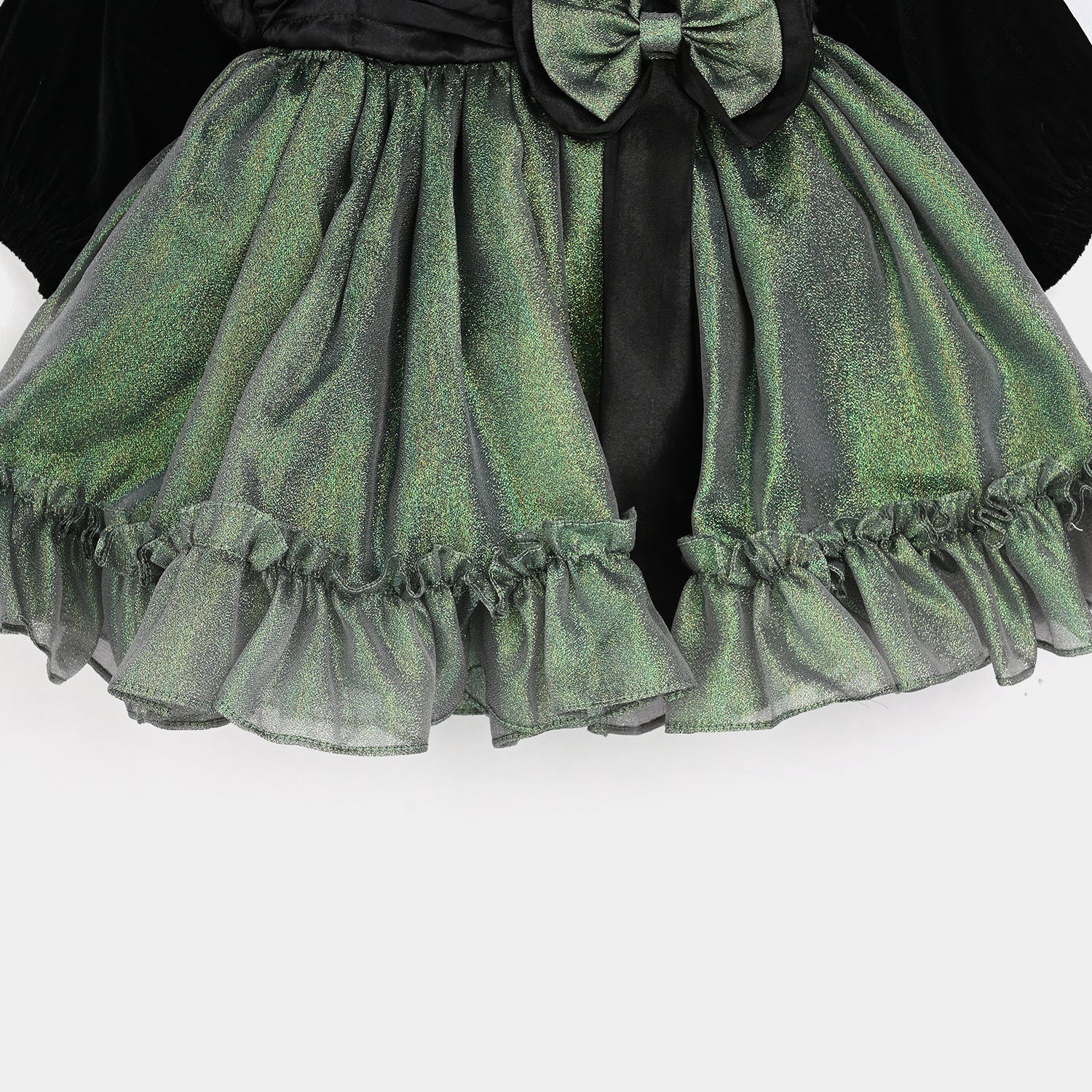Infant Girls Organza Fancy Frock-Shine - Green - Image 3