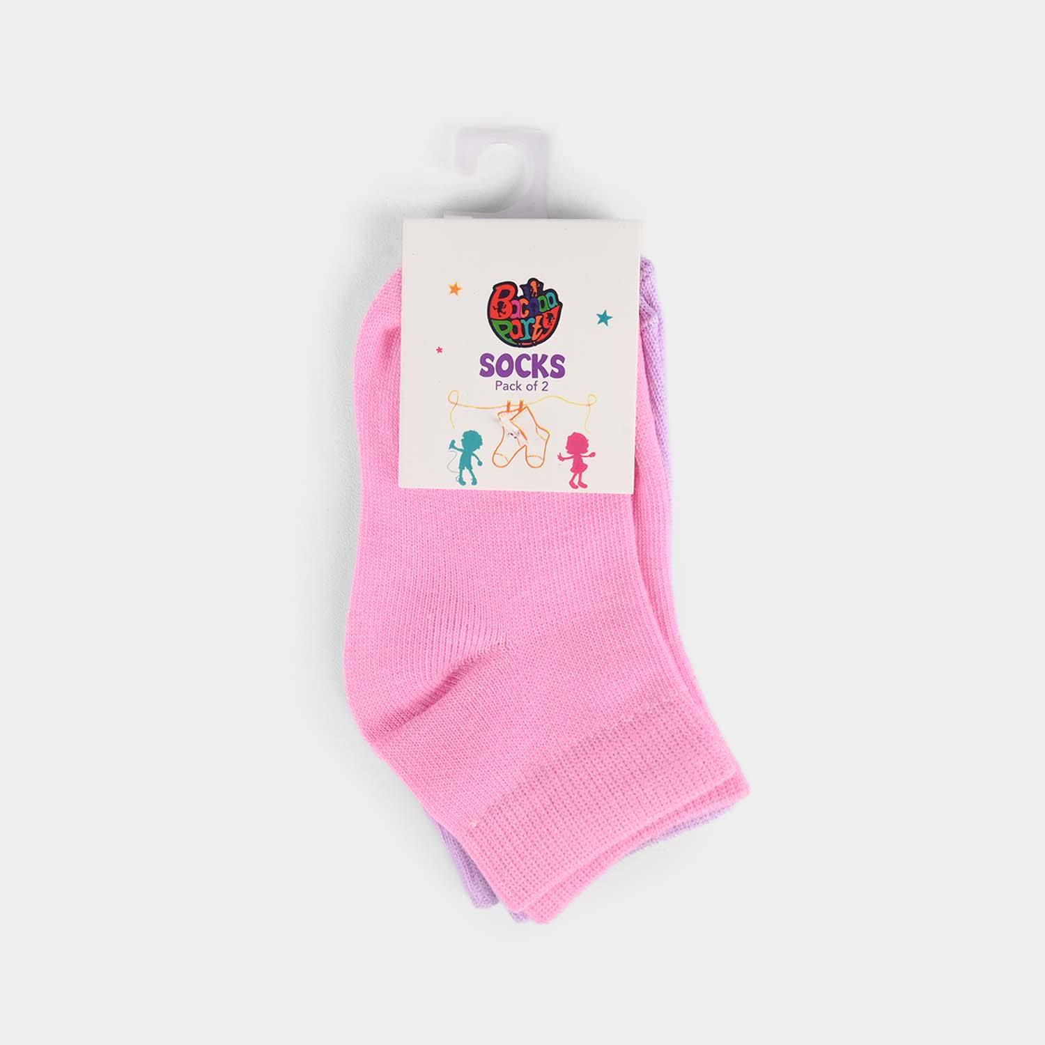Infant Girls Pack of 2 Basic Socks-Lilac/Pink - Image 2