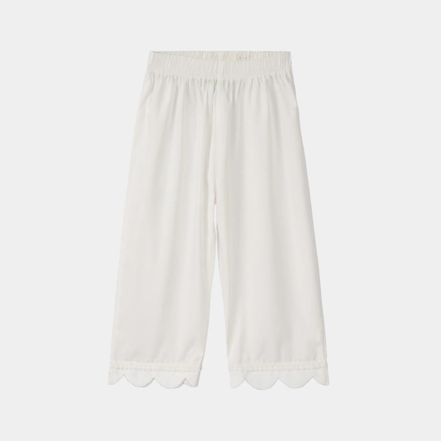 Infant Girls Cotton Pants Scallops - White - Image 4