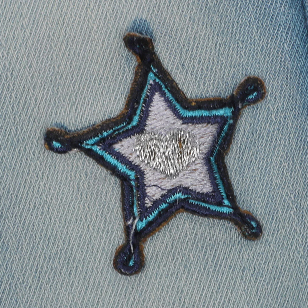 Infant Girls Pant Denim Applique EMB -Ice Blue - Image 3