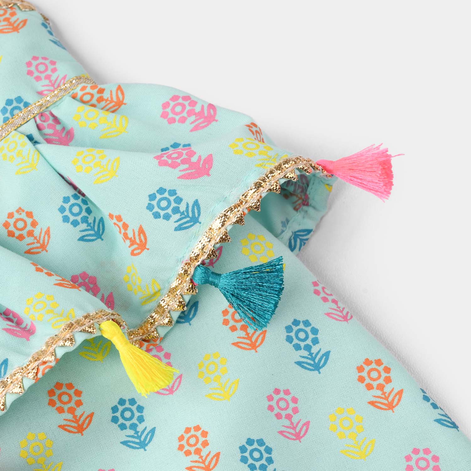 Infant Girls Poly Cambric 2Pcs Set (Dolly) - Mint Green - Image 4