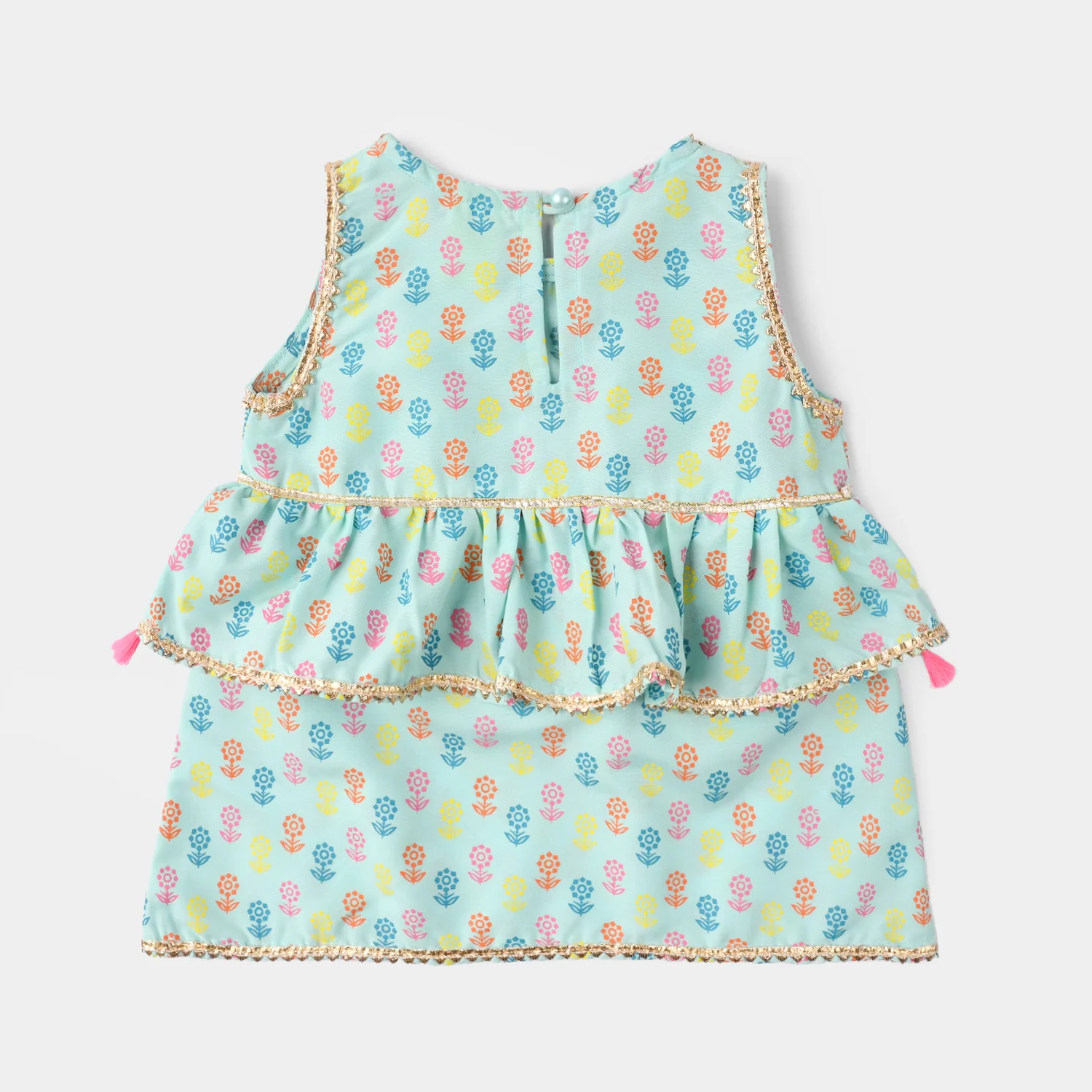 Infant Girls Poly Cambric 2Pcs Set (Dolly) - Mint Green - Image 5