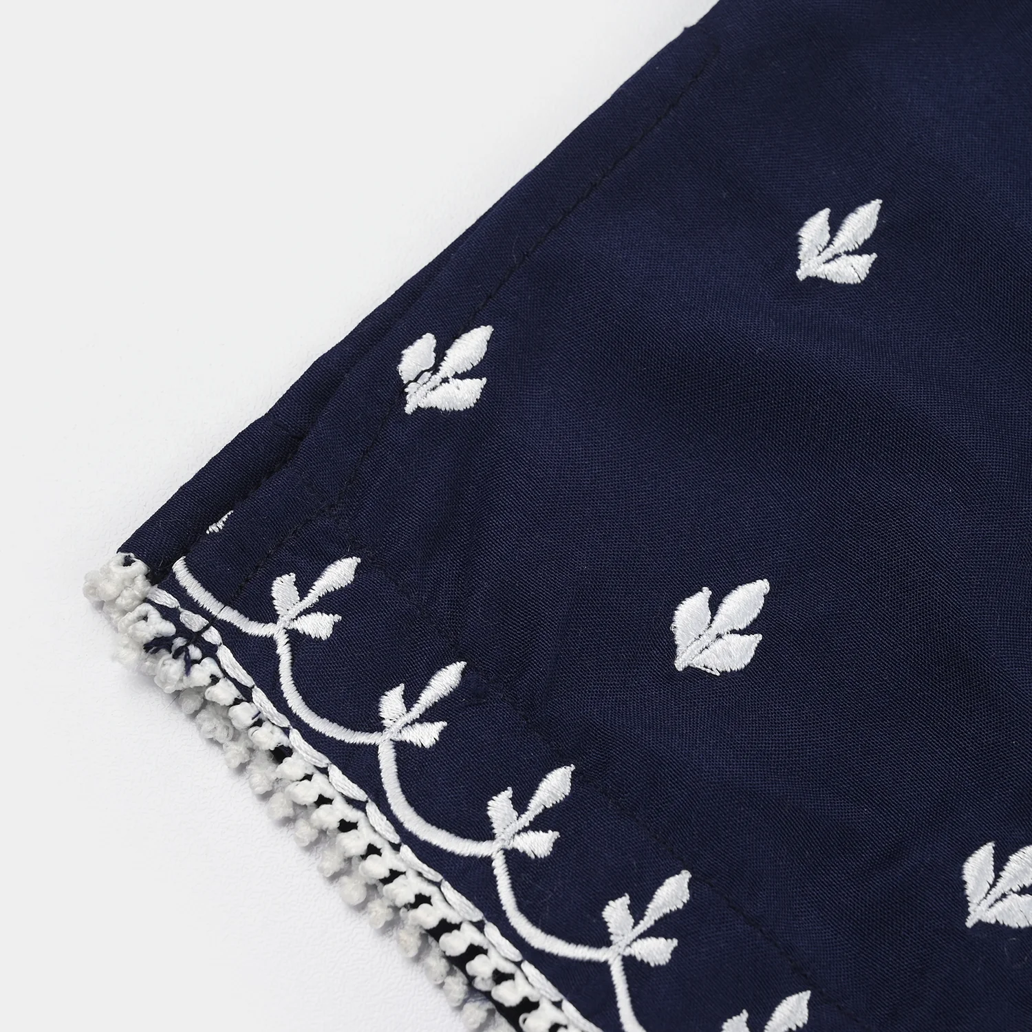 Infant Girls Poly Cambric Emb Kurti (Little Bagum) - Navy Blue - Image 3