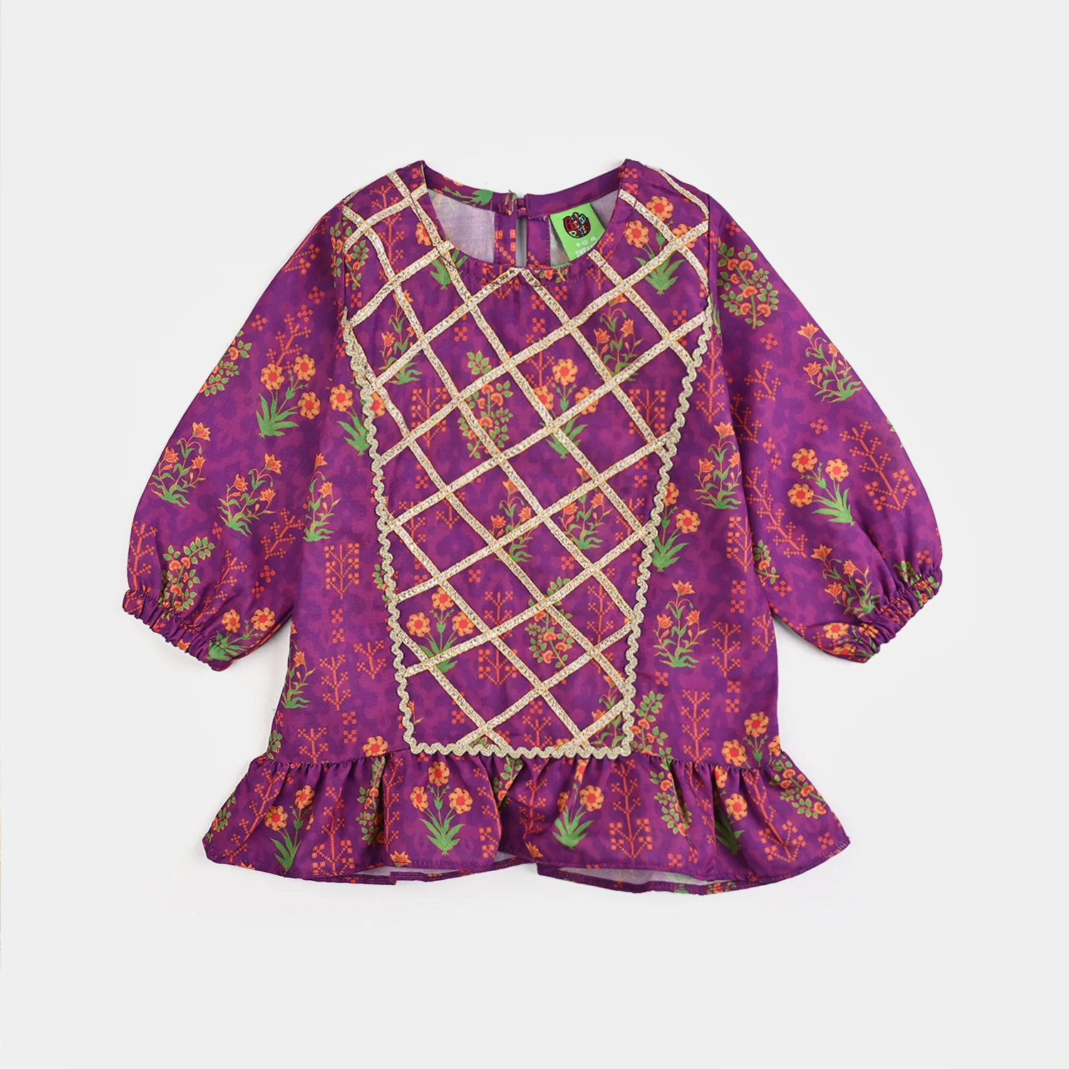 Infant Girls Poly Cambric Printed 2Pcs - Purple - Image 2