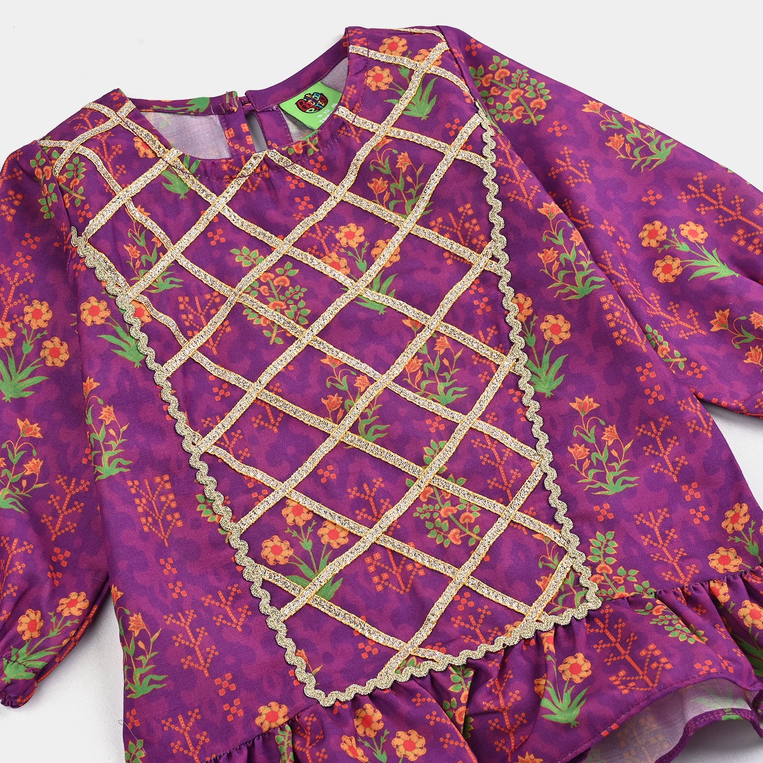 Infant Girls Poly Cambric Printed 2Pcs - Purple - Image 3