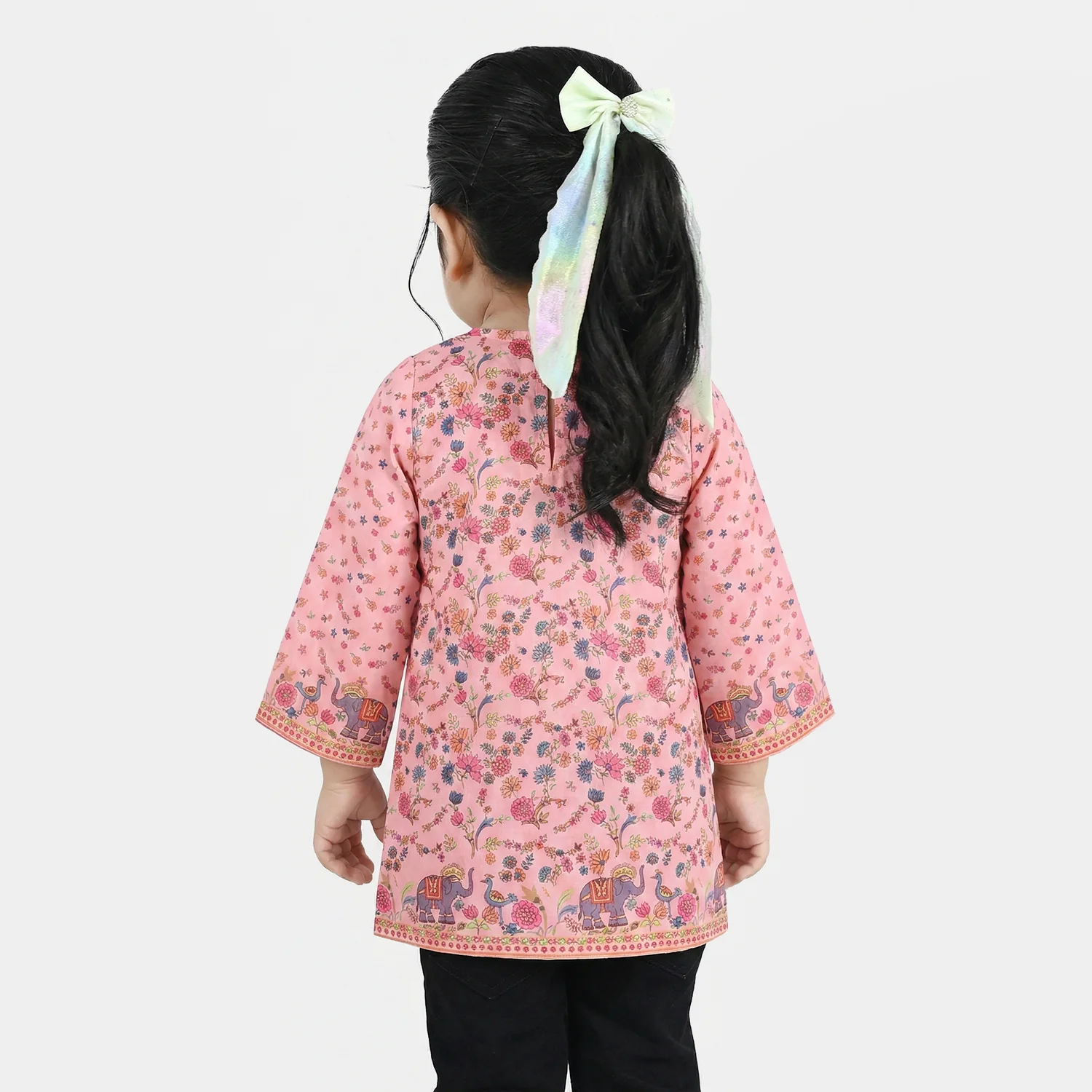 Infant Girls Poly Cambric Printed Kurti - Pink - Image 3