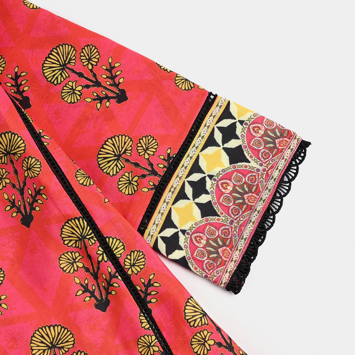 Infant Girls poly cambric Printed Kurti Laali-Red - Image 3
