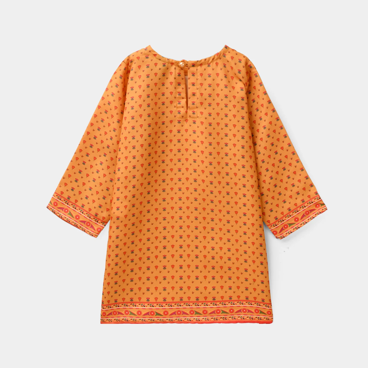 Infant Girls Poly Cambric Printed Kurti - Yellow - Image 6