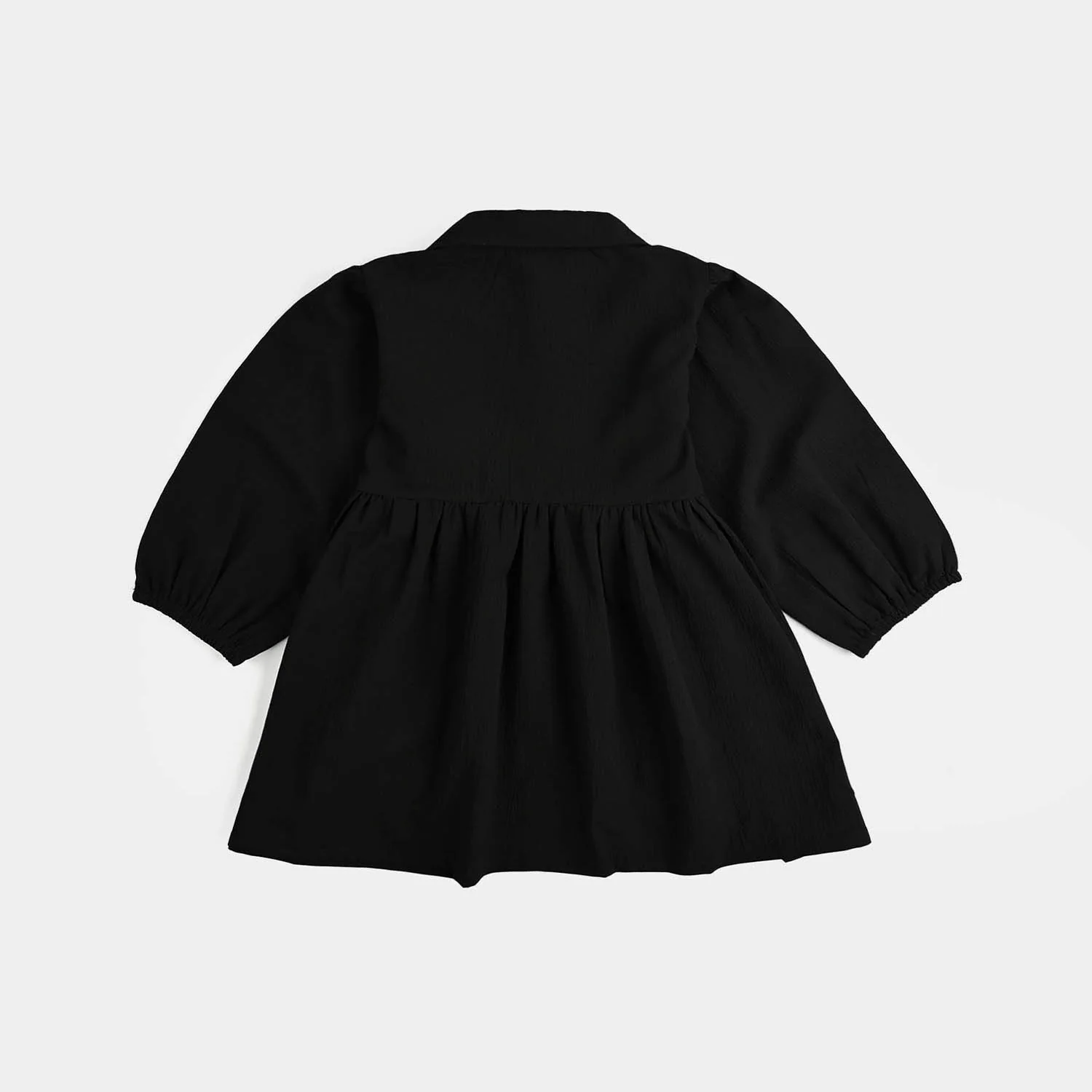 Infant Girls Poly Crinkle Emb Frock-BLACK - Image 3