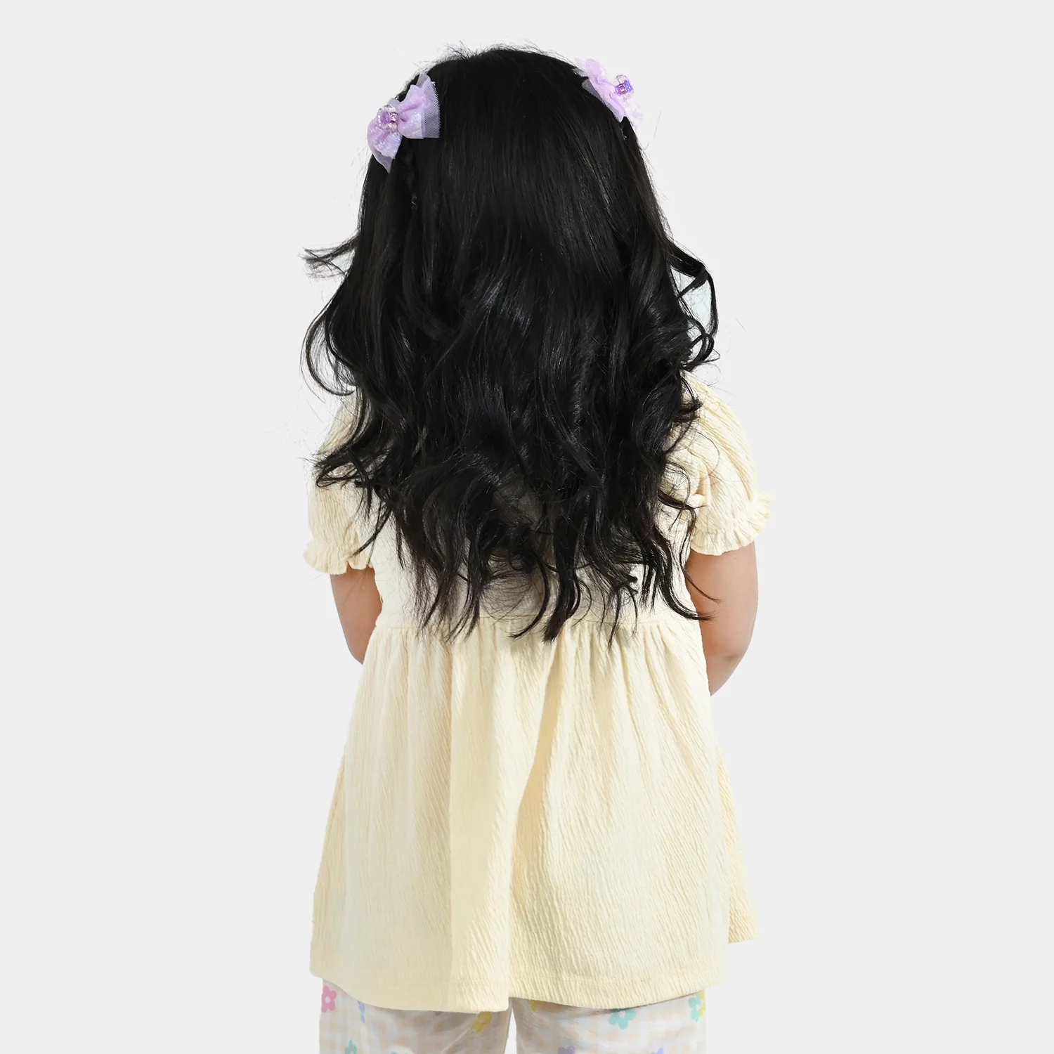Infant Girls Poly Crinkle Knitted Frock (RAINBOW) - Yellow - Image 7