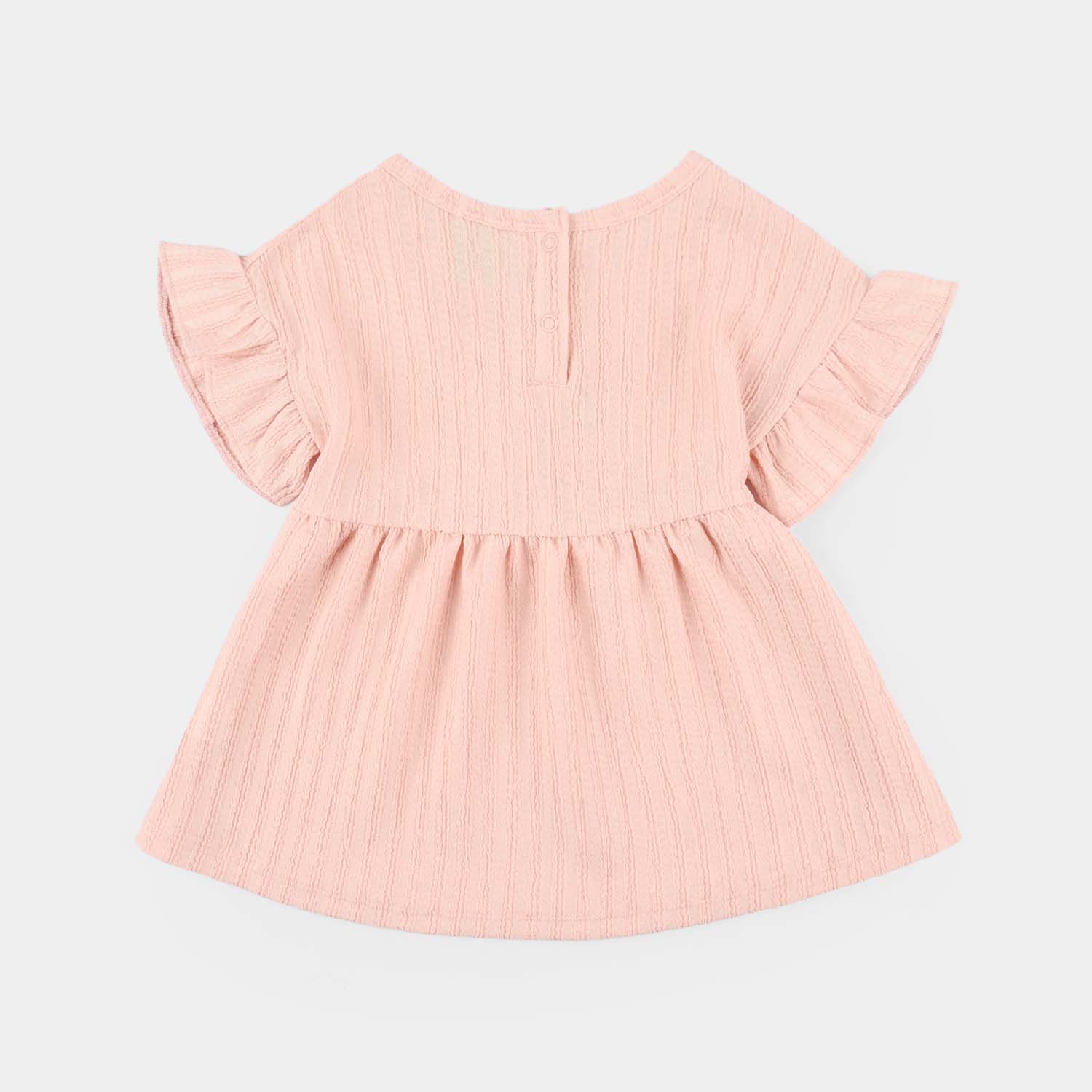 Infant Girls Poly Crinkle Knitted Frock (Strawberry) - Pink - Image 4