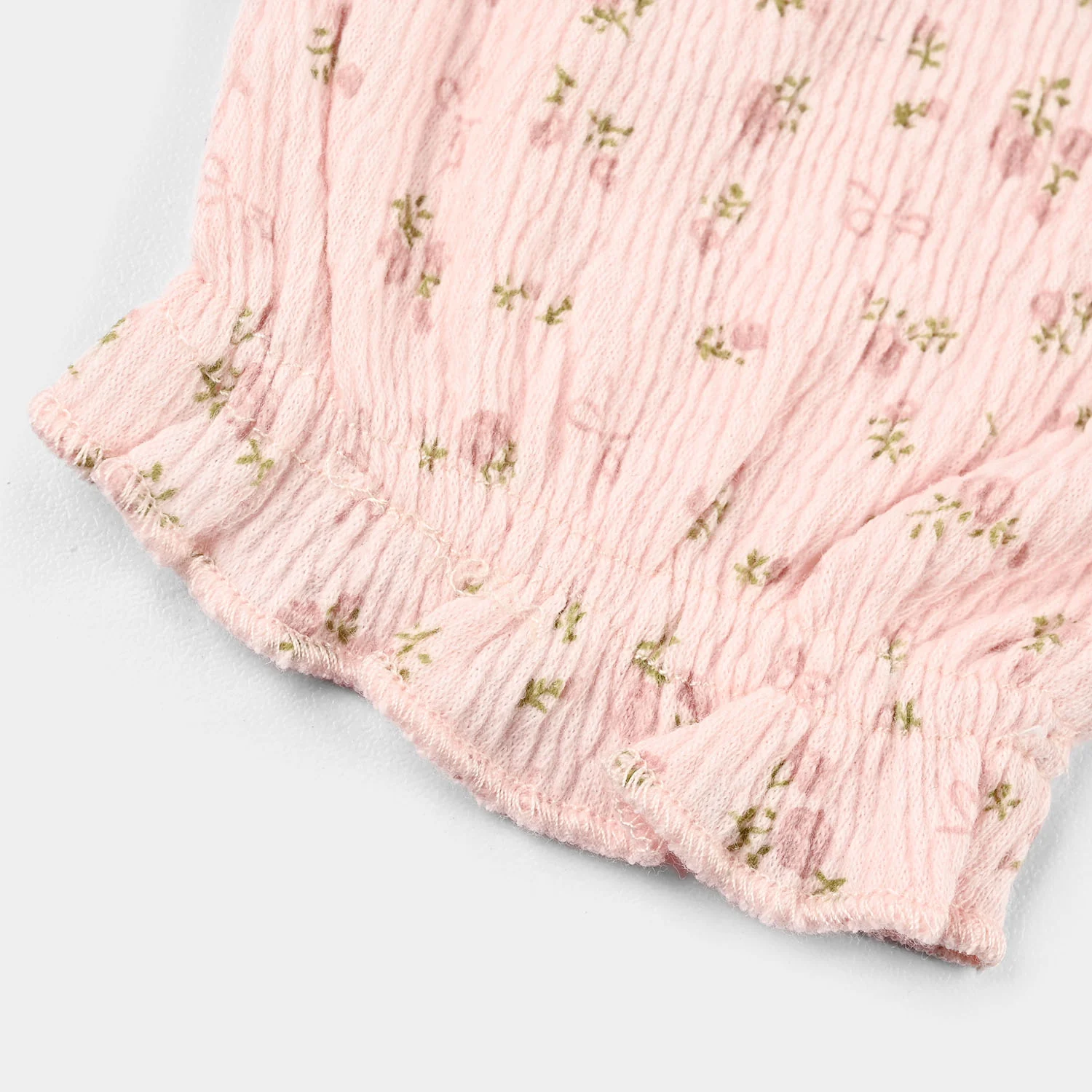 Infant Girls Poly Crinkle Knitted Romper (Nature Spoke) - Pink - Image 3