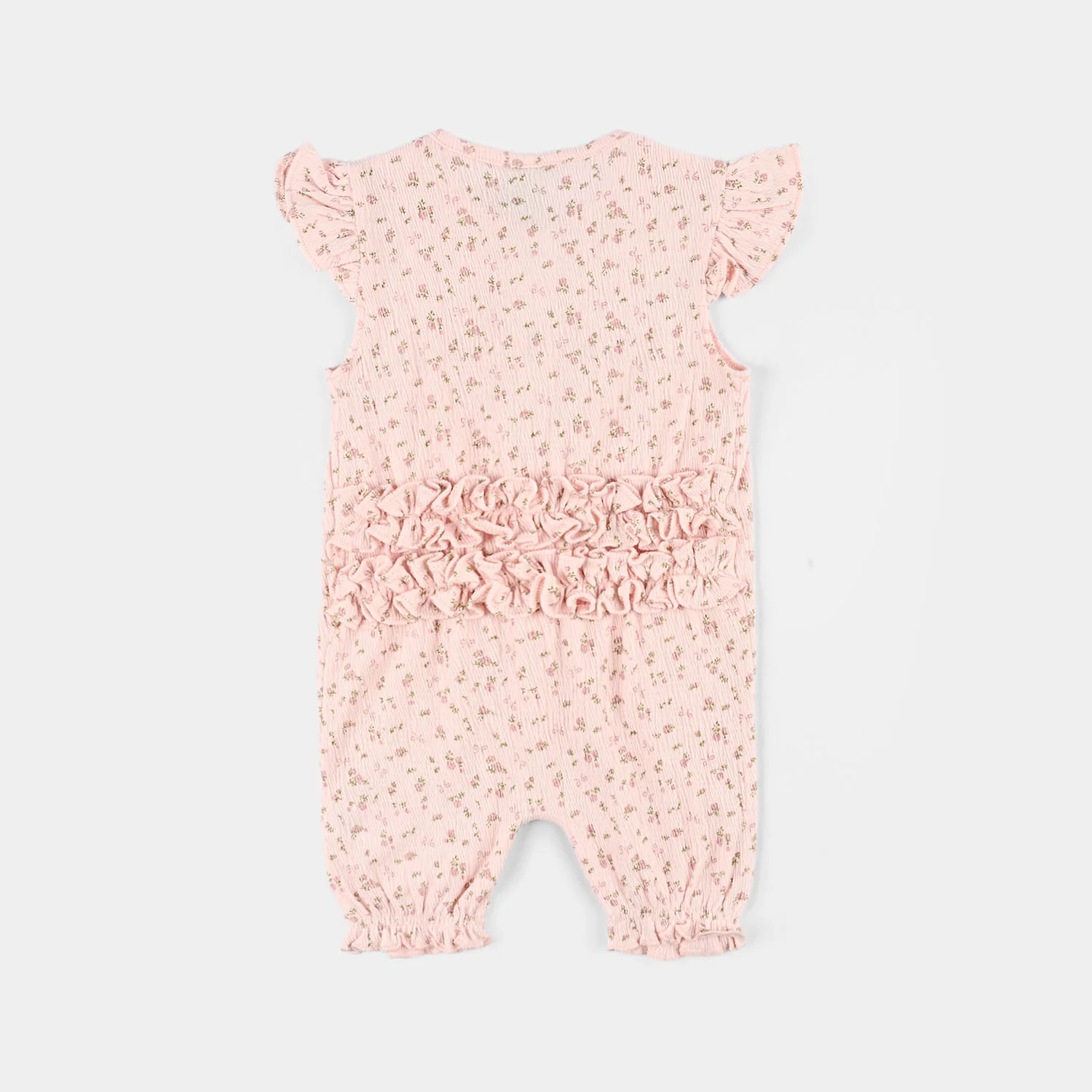 Infant Girls Poly Crinkle Knitted Romper (Nature Spoke) - Pink - Image 4