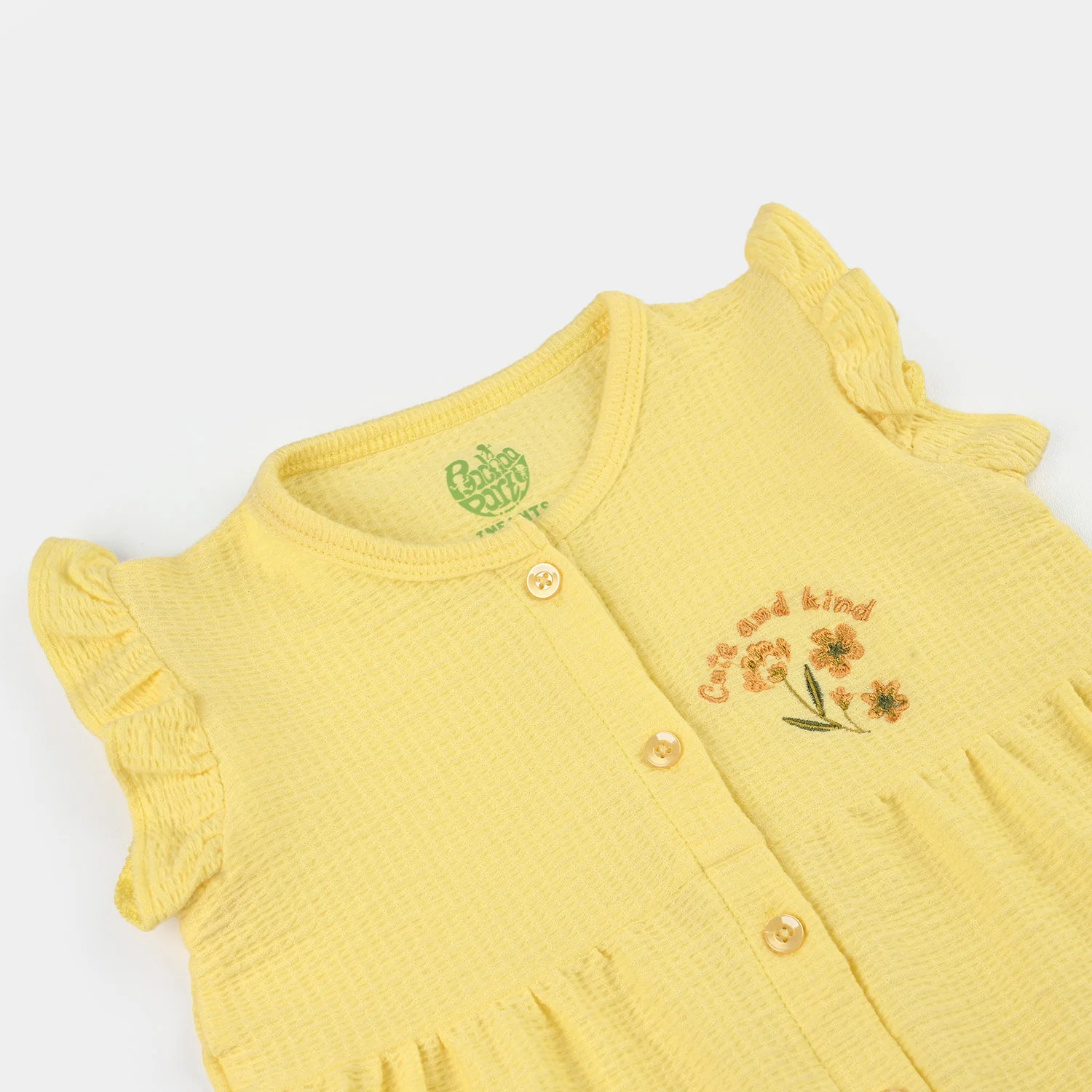 Infant Girls Poly Crinkle Knitted Suit (Daisy Chain) - Yellow - Image 3