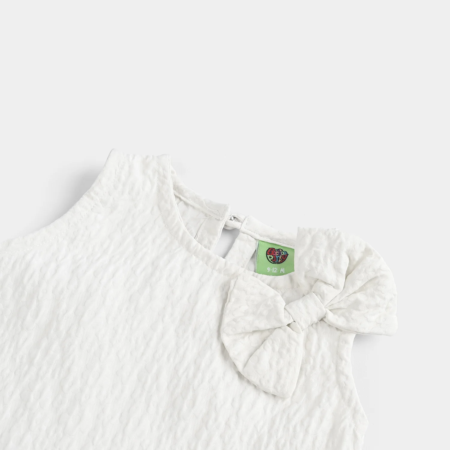 Infant Girls Poly Net Casual Frock Bow-WHITE - Image 2