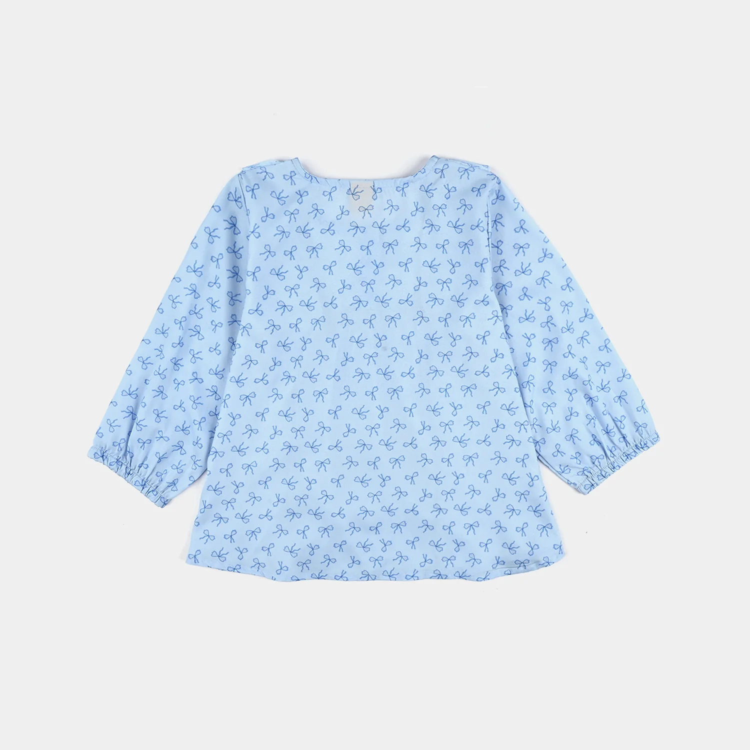 Infant Girls Poly Viscose Casual Top Blue Bow - Image 3