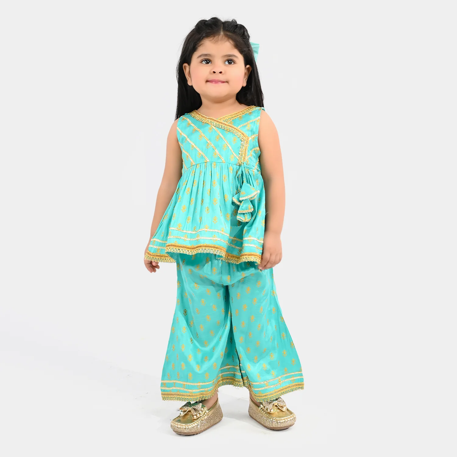 Infant Girls Raw Silk 2Pcs (Anarkha Style) - Gul Mirah/Turquoise