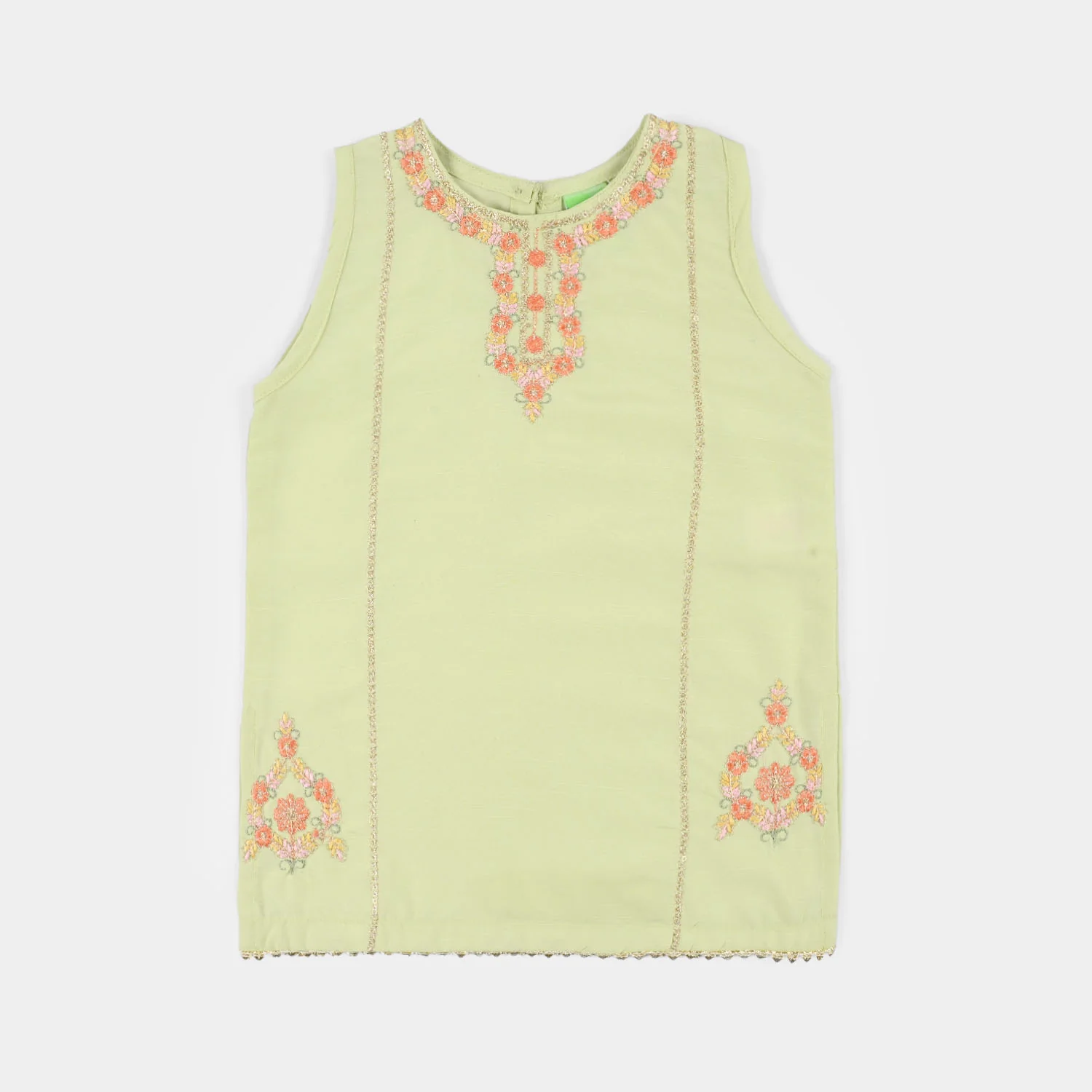 Infant Girls Raw Silk 2-Piece Set (Laddoo Rani) - Pista Green - Image 2
