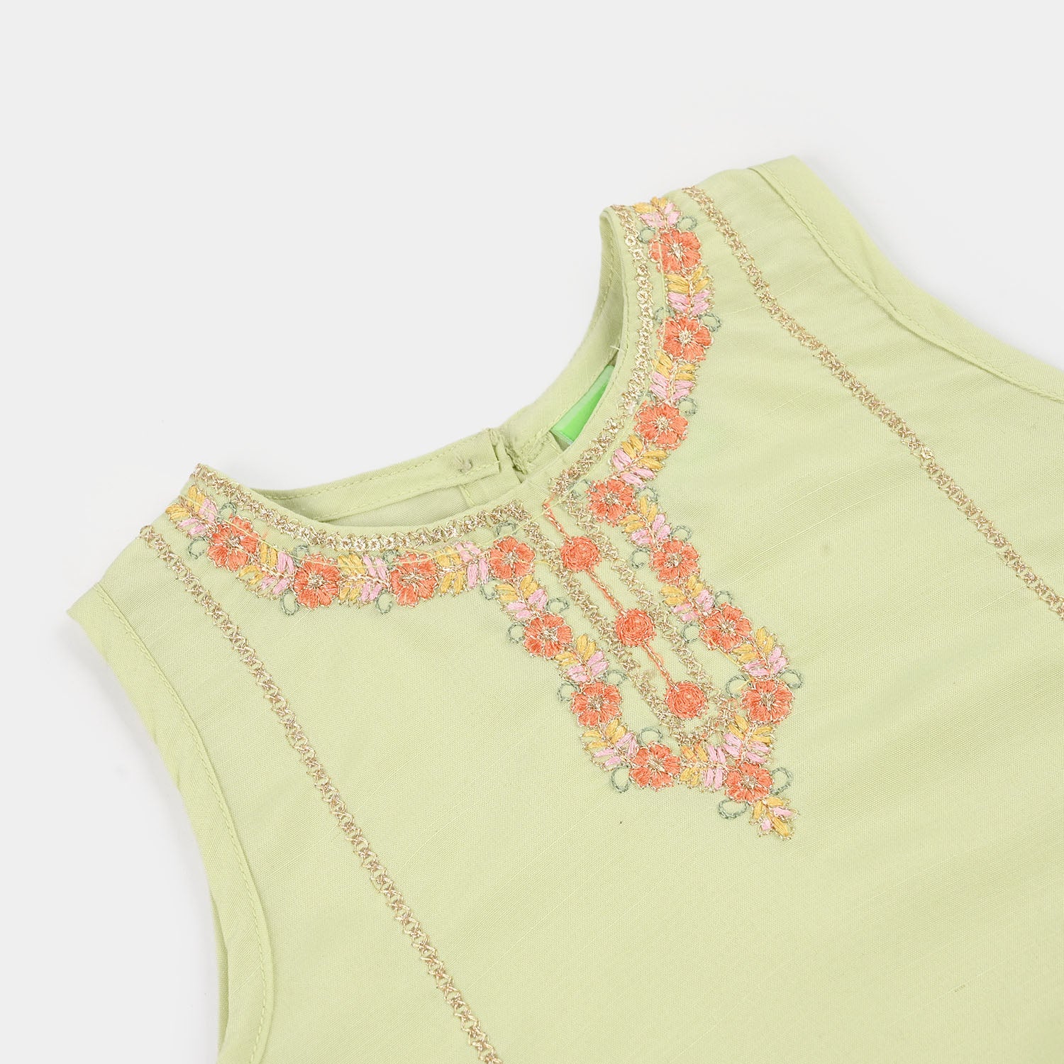 Infant Girls Raw Silk 2-Piece Set (Laddoo Rani) - Pista Green - Image 3