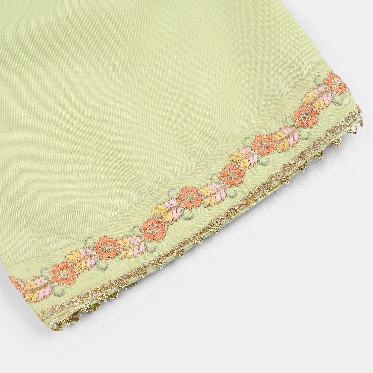 Infant Girls Raw Silk 2-Piece Set (Laddoo Rani) - Pista Green - Image 7