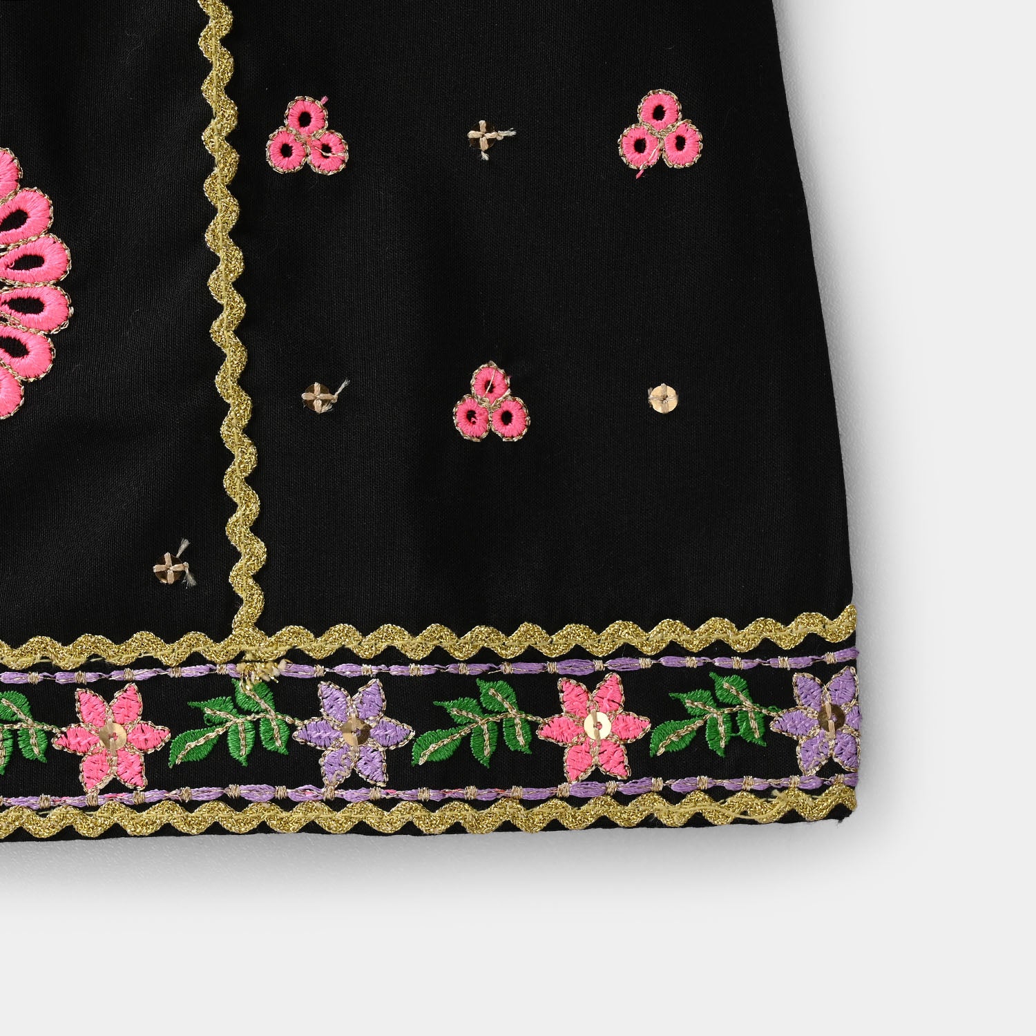 Infant Girls Raw Silk 2-Piece Set (Mah-E-Rang) - Black - Image 5