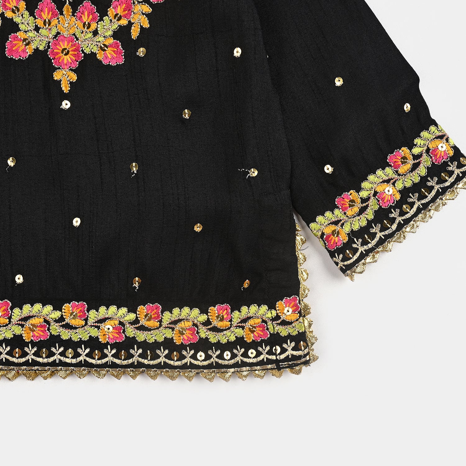 Infant Girls Raw Silk Fancy 3Pcs - Black - Image 4