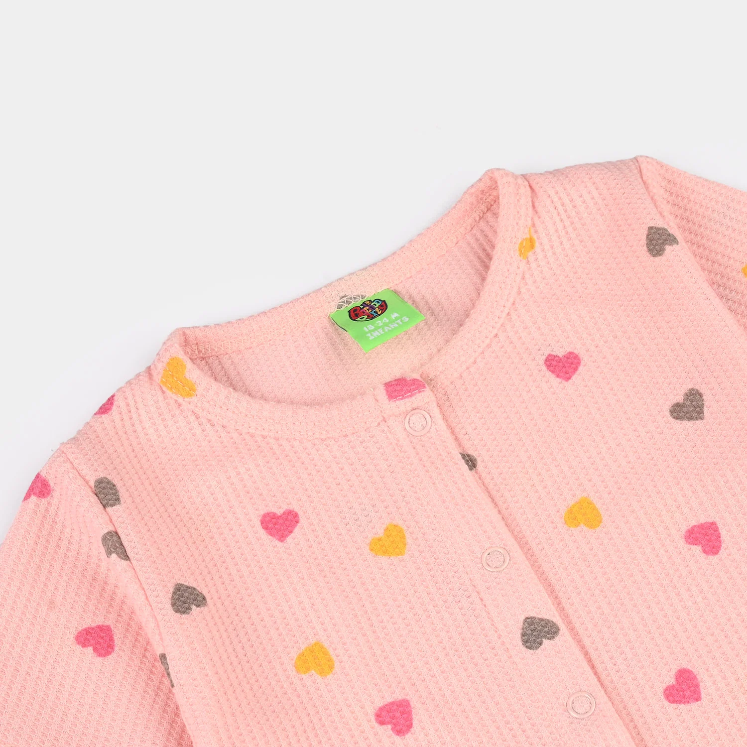 Infant Girls Thermal Romper (Hearts) - Pink - Image 2