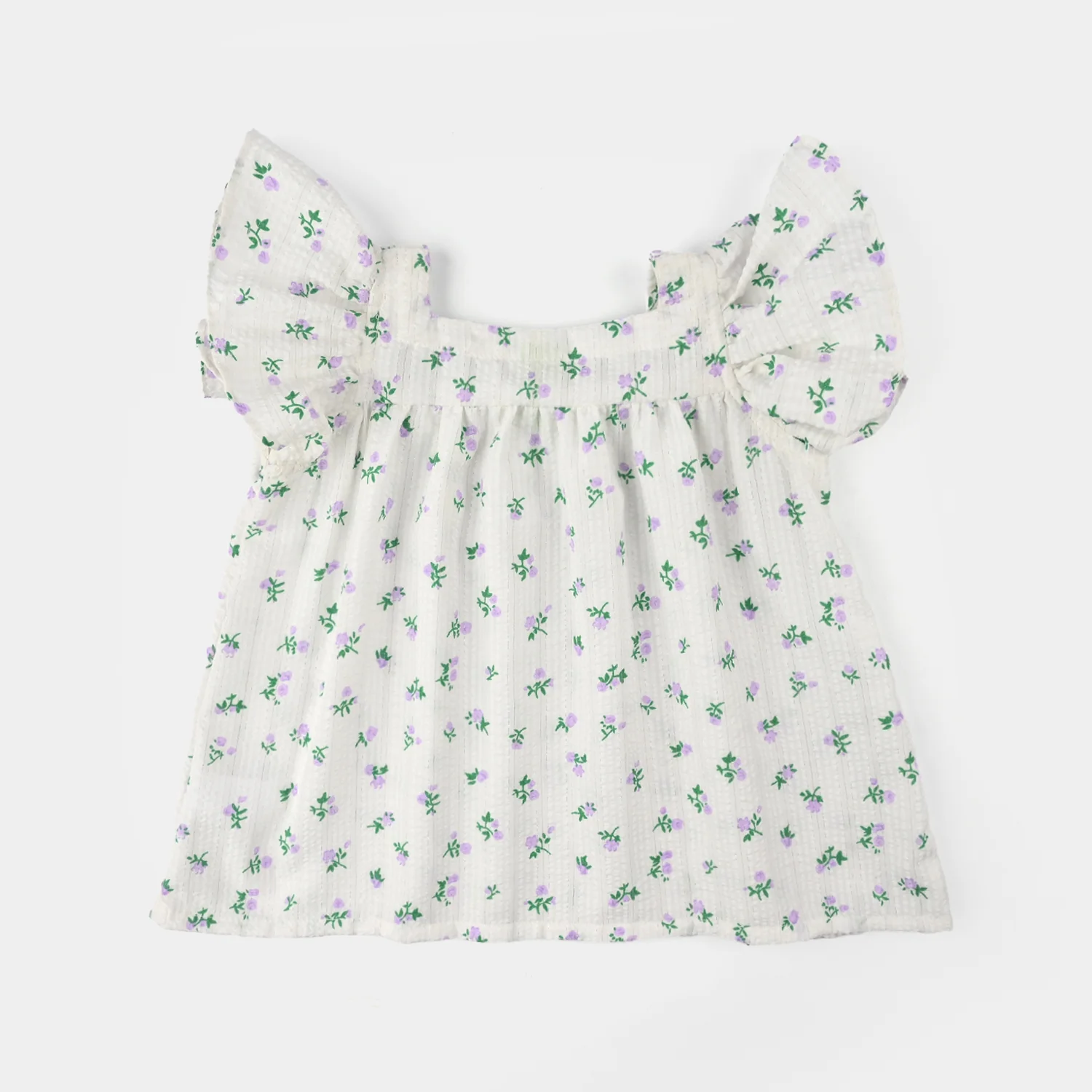 Infant Girls Seersucker Casual Top (Blue Bow) - White - Image 4