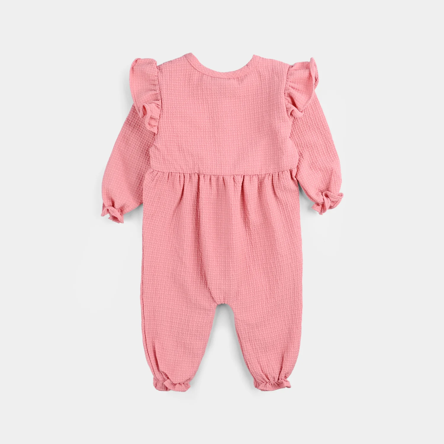 Infant Girls Seersucker Woven Romper-Fashion Bow-Pink - Image 4