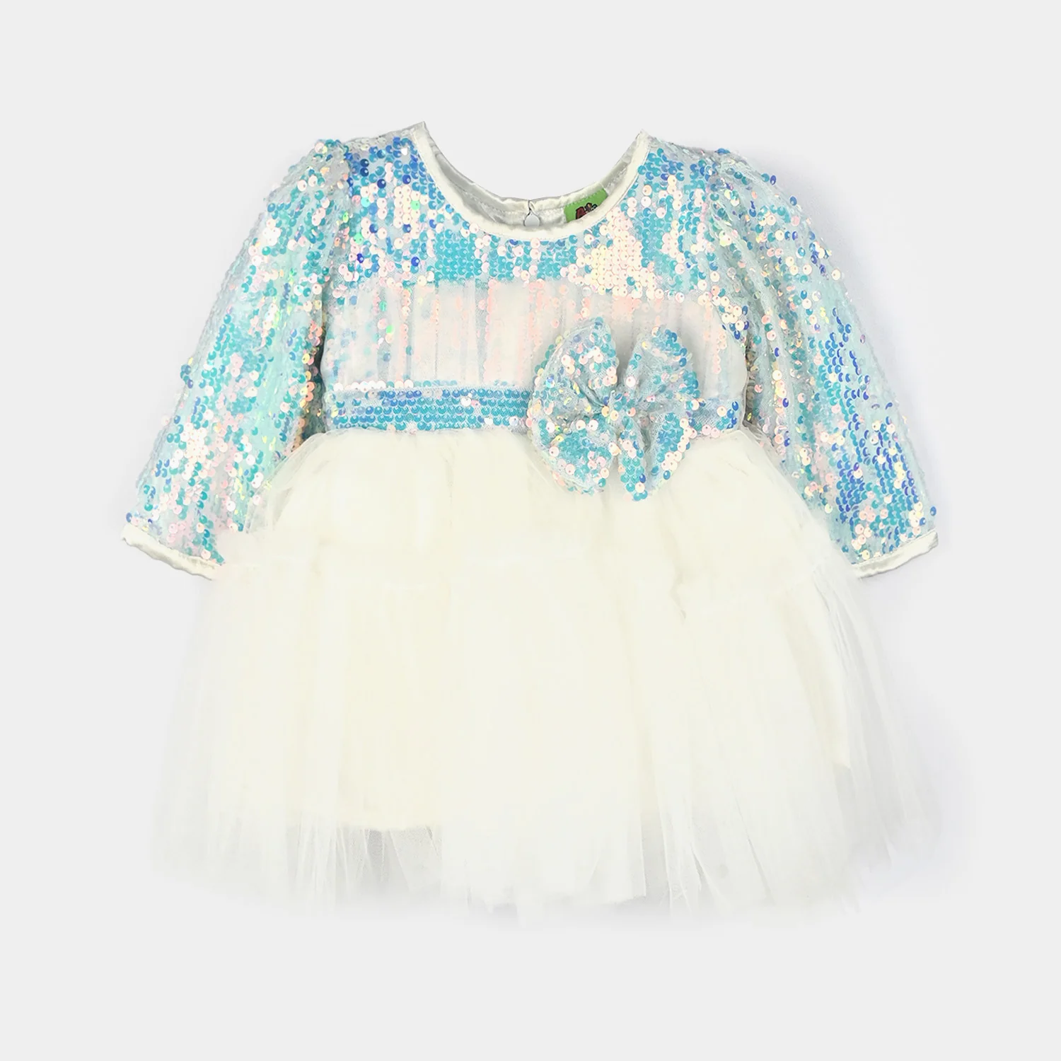 Infant Girls Sequence Fancy Frock-Blossom-Light Blue