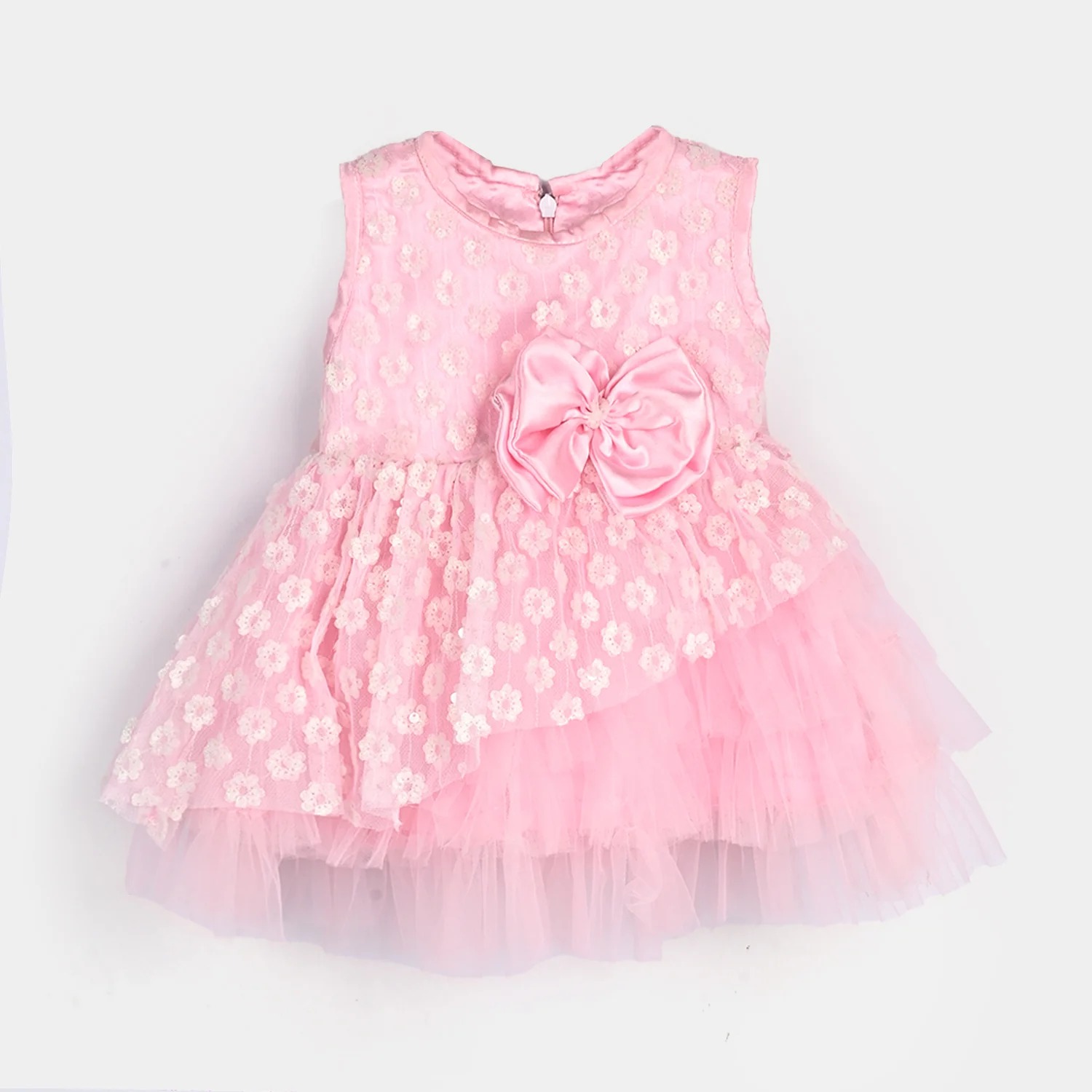 Infant Girls Sequence Fancy Frock - Light Pink