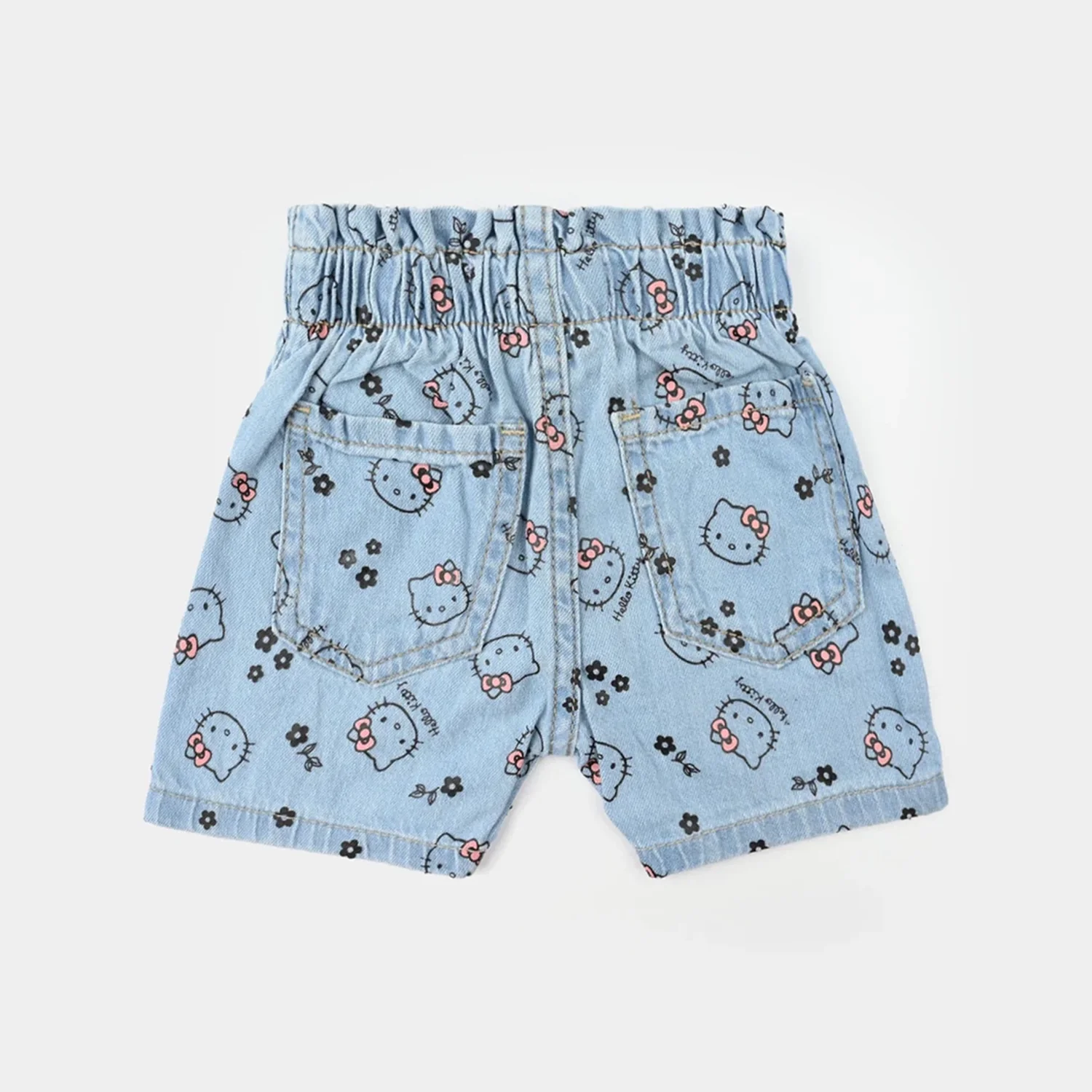 Infant Girls Denim Stretch Shorts - Light Blue - Image 3
