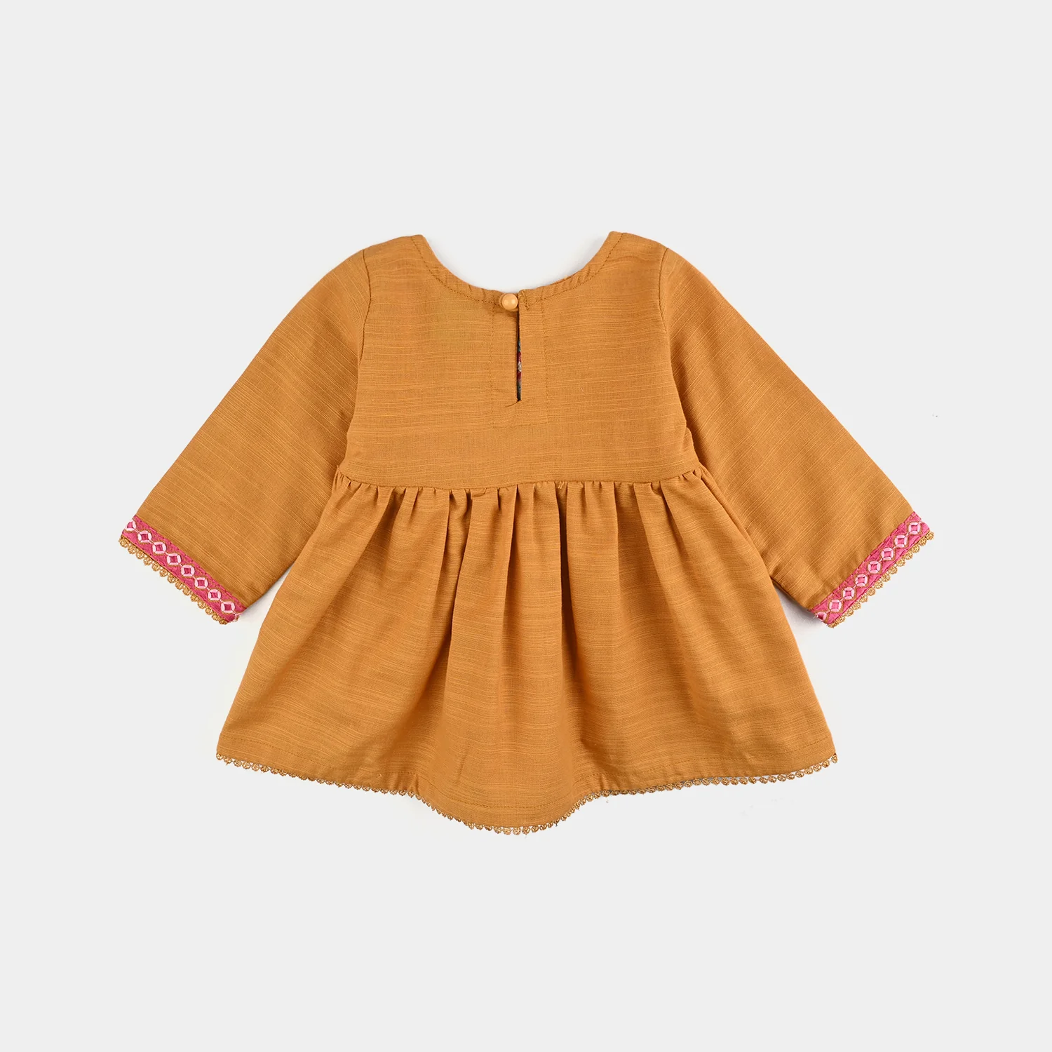 Infant Girls Slub Jersey Emb 2Pcs Zoha-Mustard - Image 5