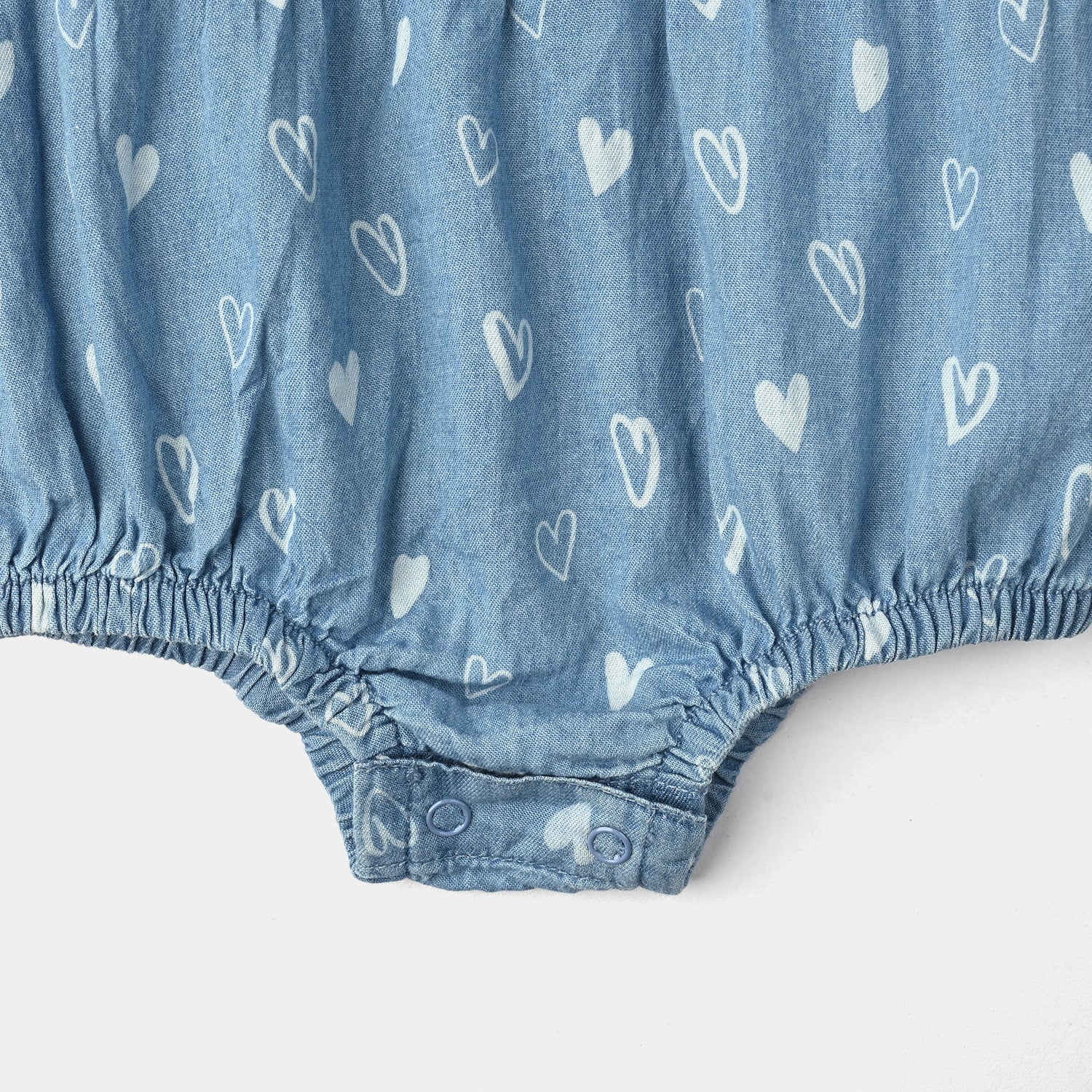 Infant Girls Tencel Denim (Light Denim) Romper Hearts-Blue - Image 3