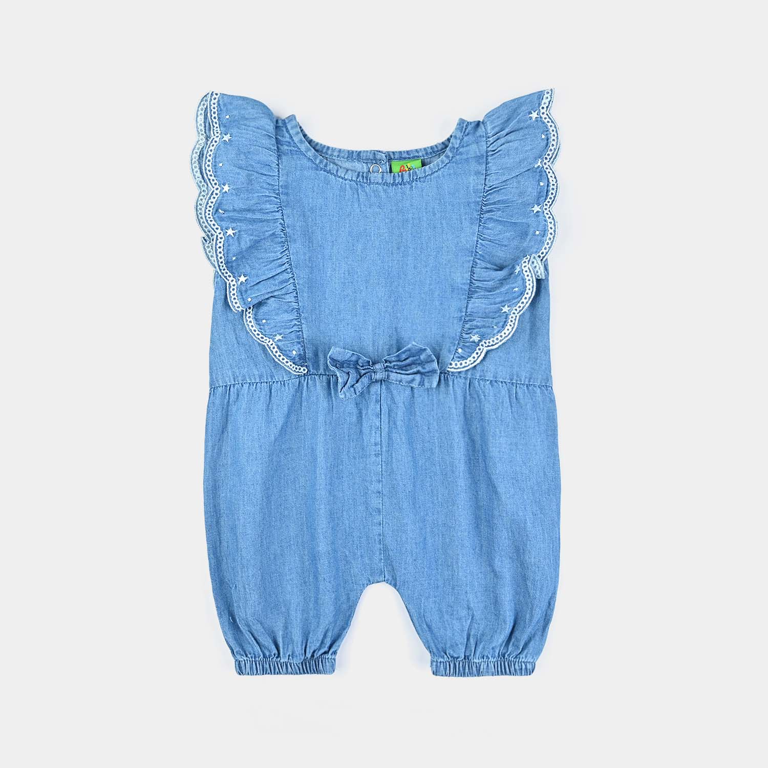 Infant Girls Tencel Denim (Light Denim) Romper Frill Style-Blue