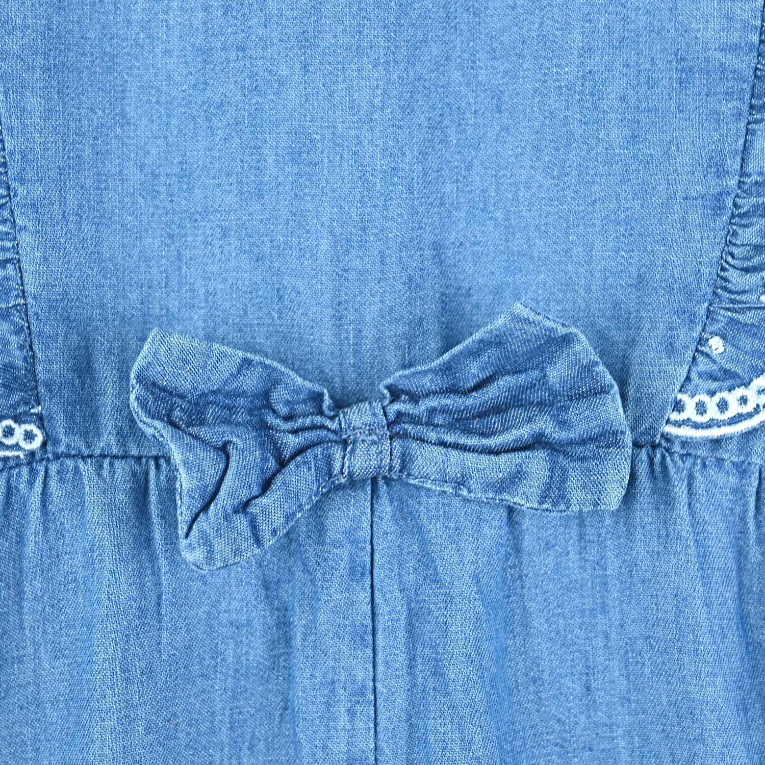 Infant Girls Tencel Denim (Light Denim) Romper Frill Style-Blue - Image 3