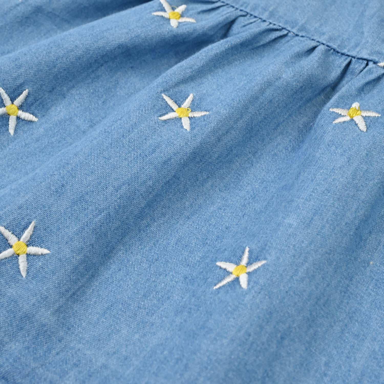Infant Girls Tensile Embroidered Top (Stars) - Light Blue - Image 3