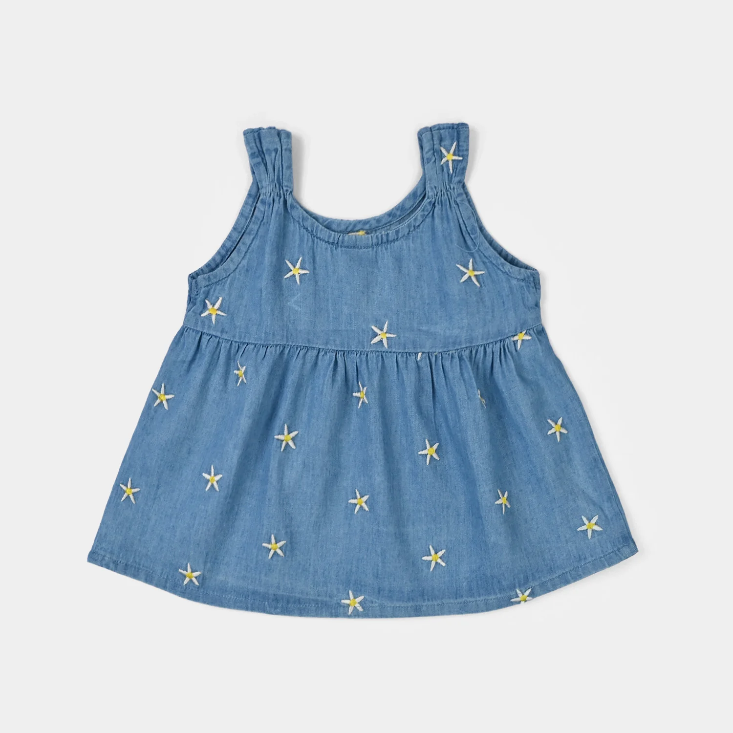 Infant Girls Tensile Embroidered Top (Stars) - Light Blue - Image 4