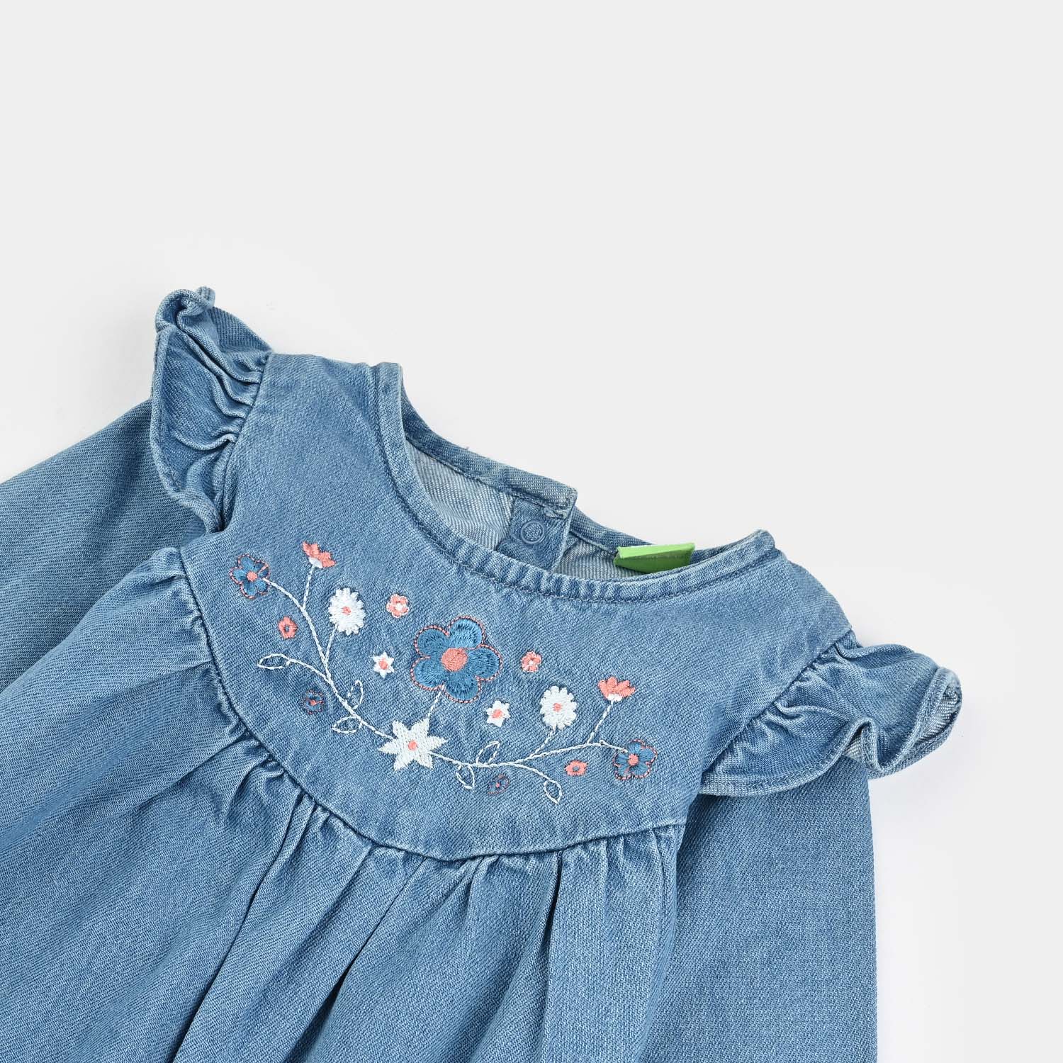 Infant Girls Denim (Light Denim) Romper-Love Stitch-BLUE - Image 2