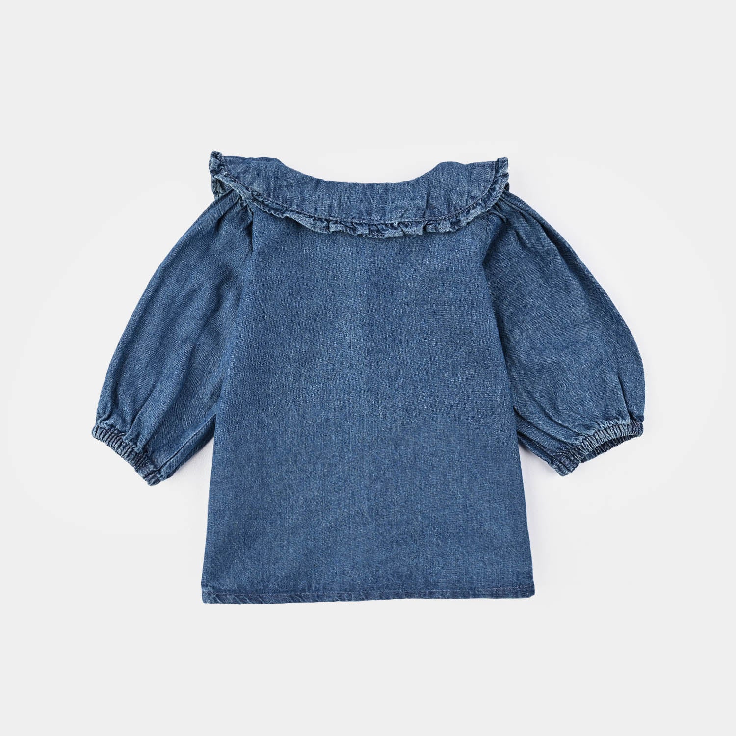 Infant Girls Denim (Light Denim) Suit-Flower Edit - Blue - Image 3