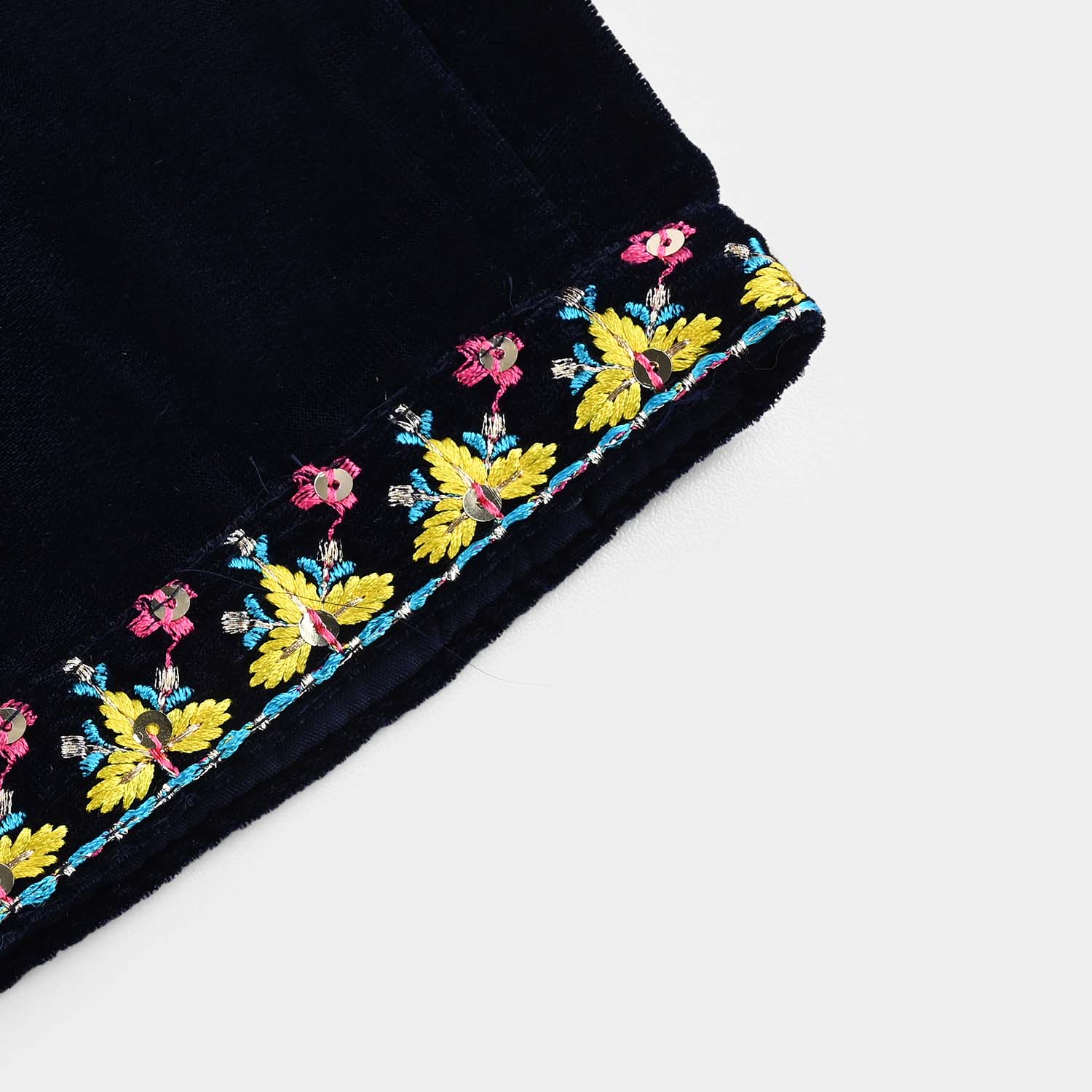 Infant Girls Velvet 3Pcs Neelam - Navy Blue - Image 7