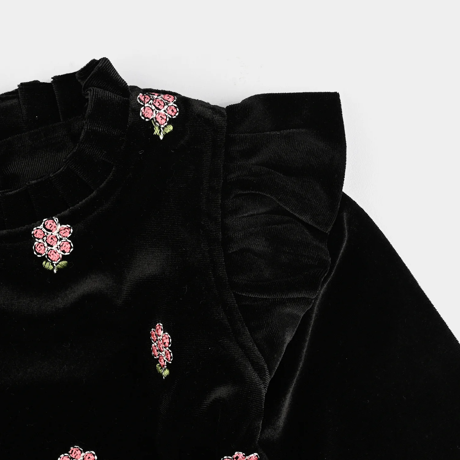 Infant Girls Velvet Embroidered Top - Black - Image 3