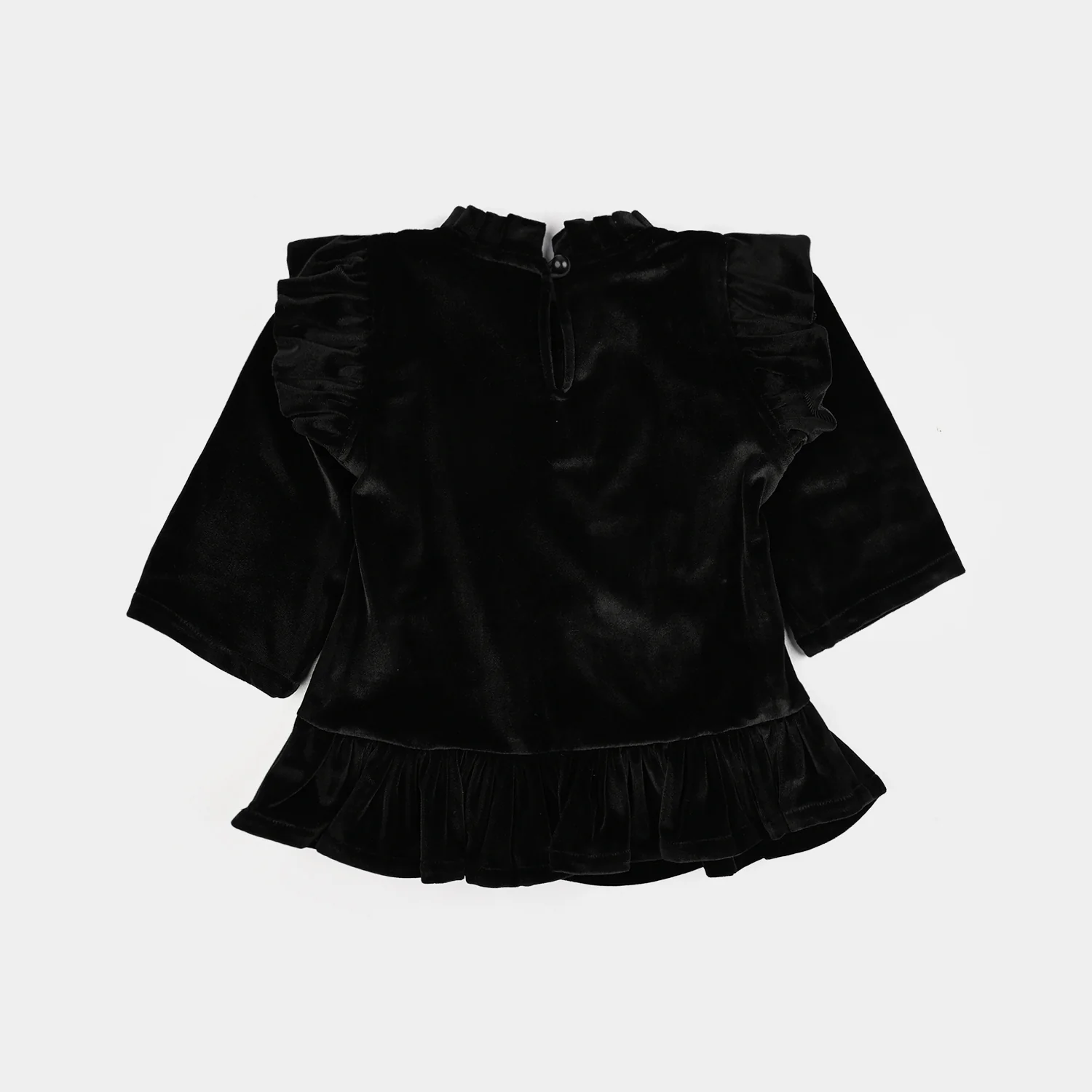 Infant Girls Velvet Embroidered Top - Black - Image 4