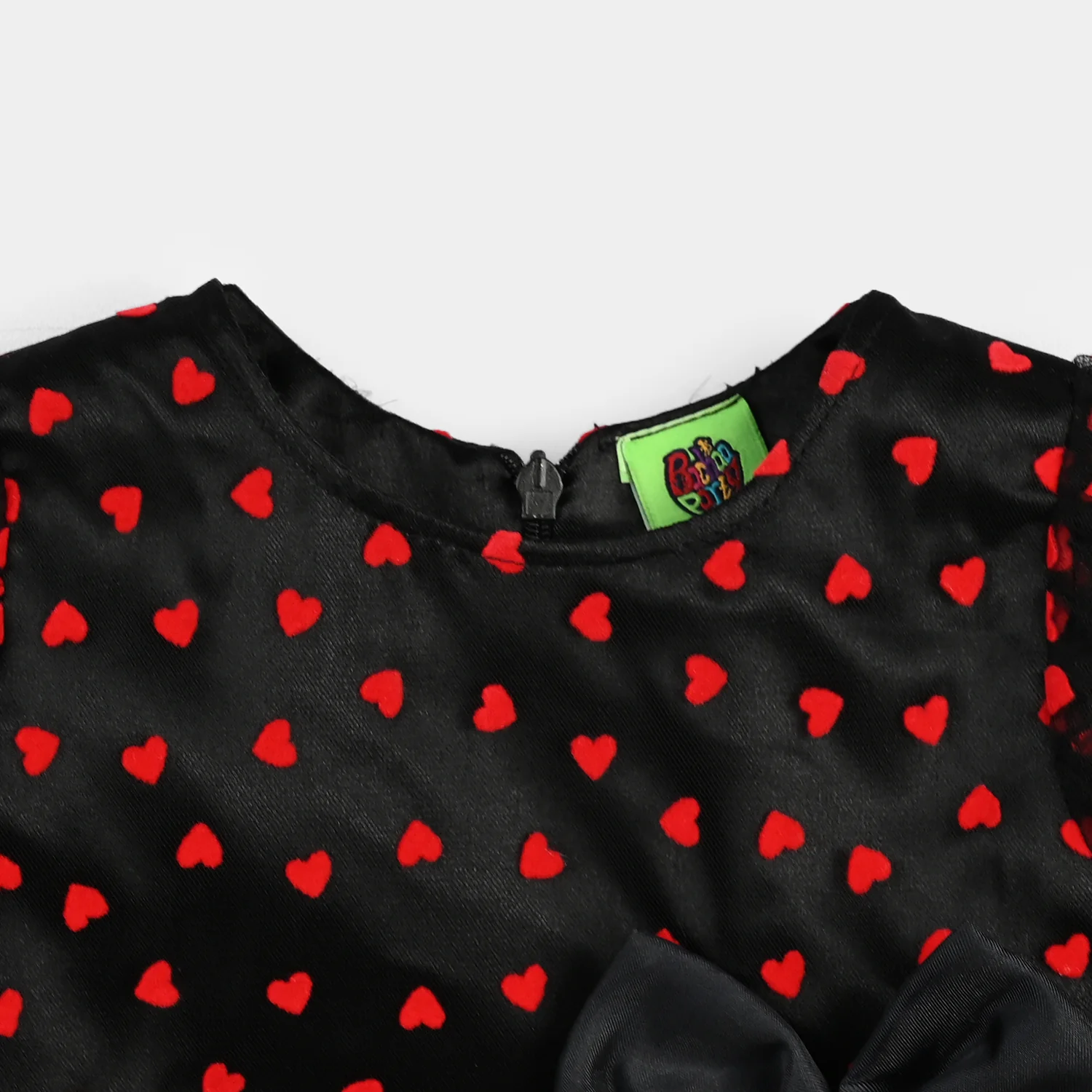 Infant Girls Velvet Fancy Frock-Heart-Red - Image 5