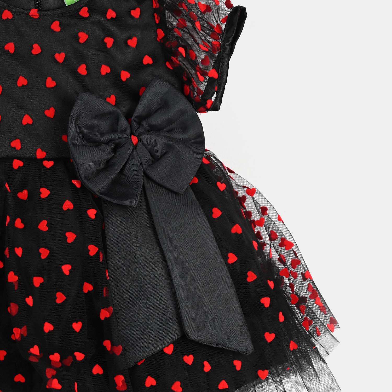 Infant Girls Velvet Fancy Frock-Heart-Red - Image 6