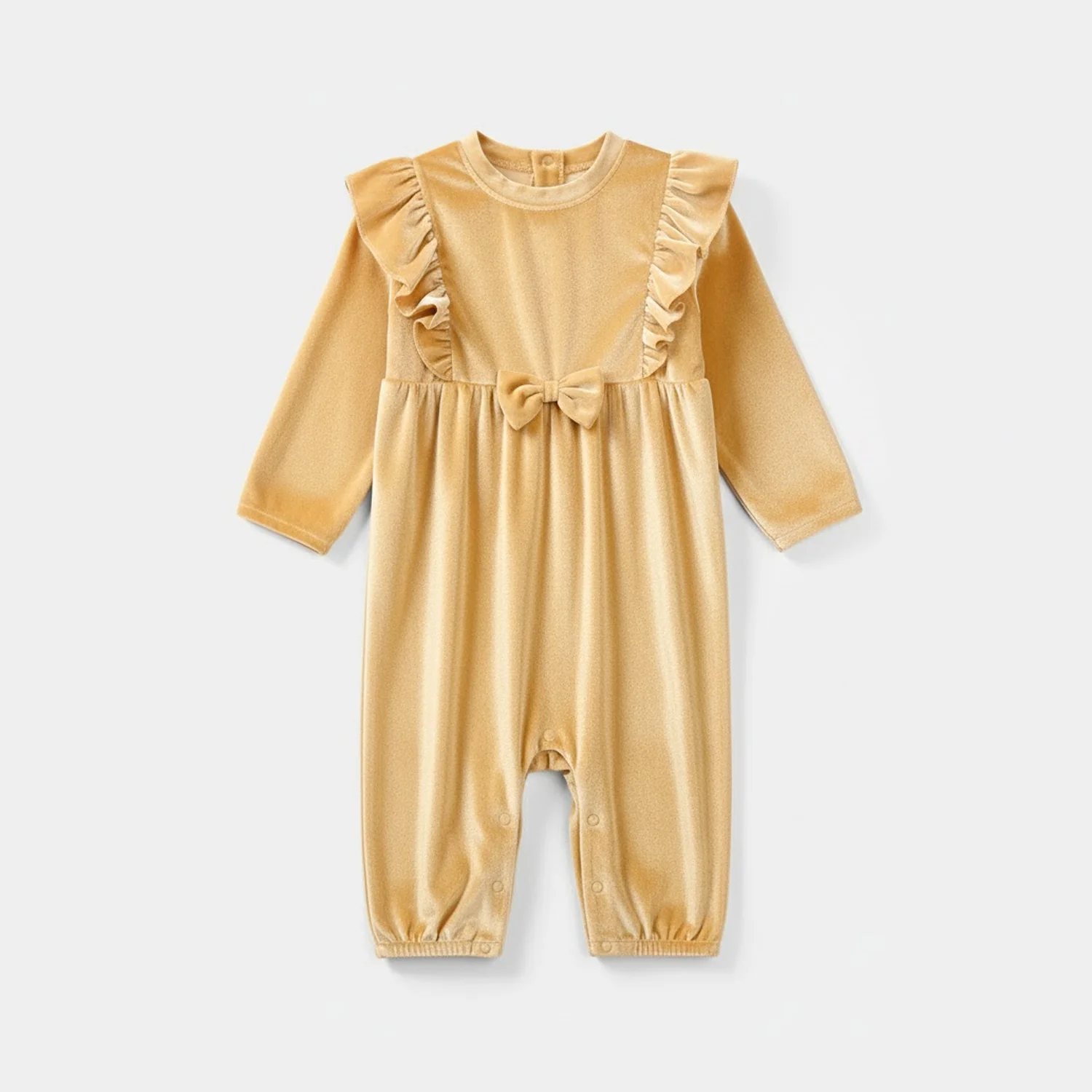 Infant Girls Velvet Romper - Yellow - Image 2