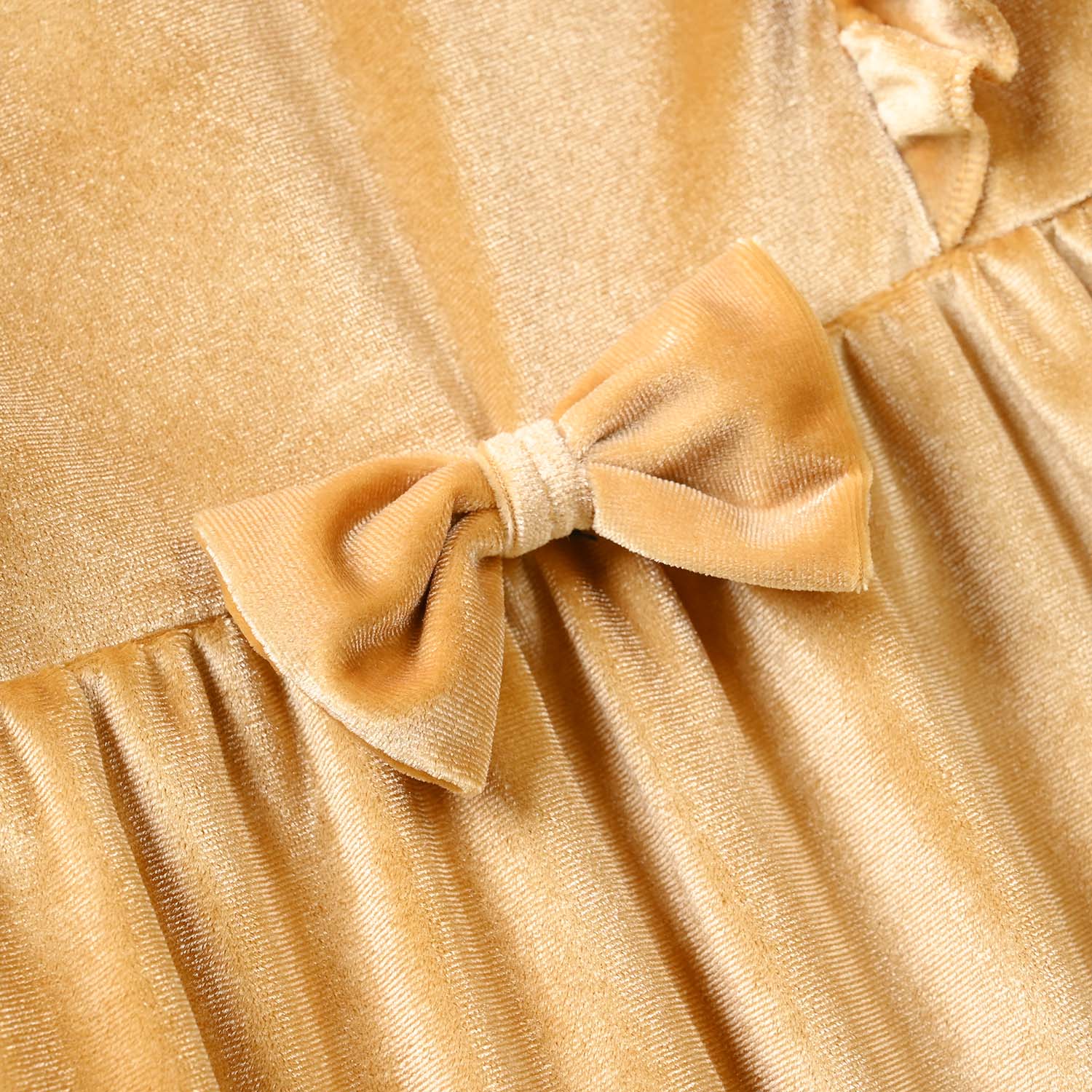 Infant Girls Velvet Romper - Yellow - Image 3