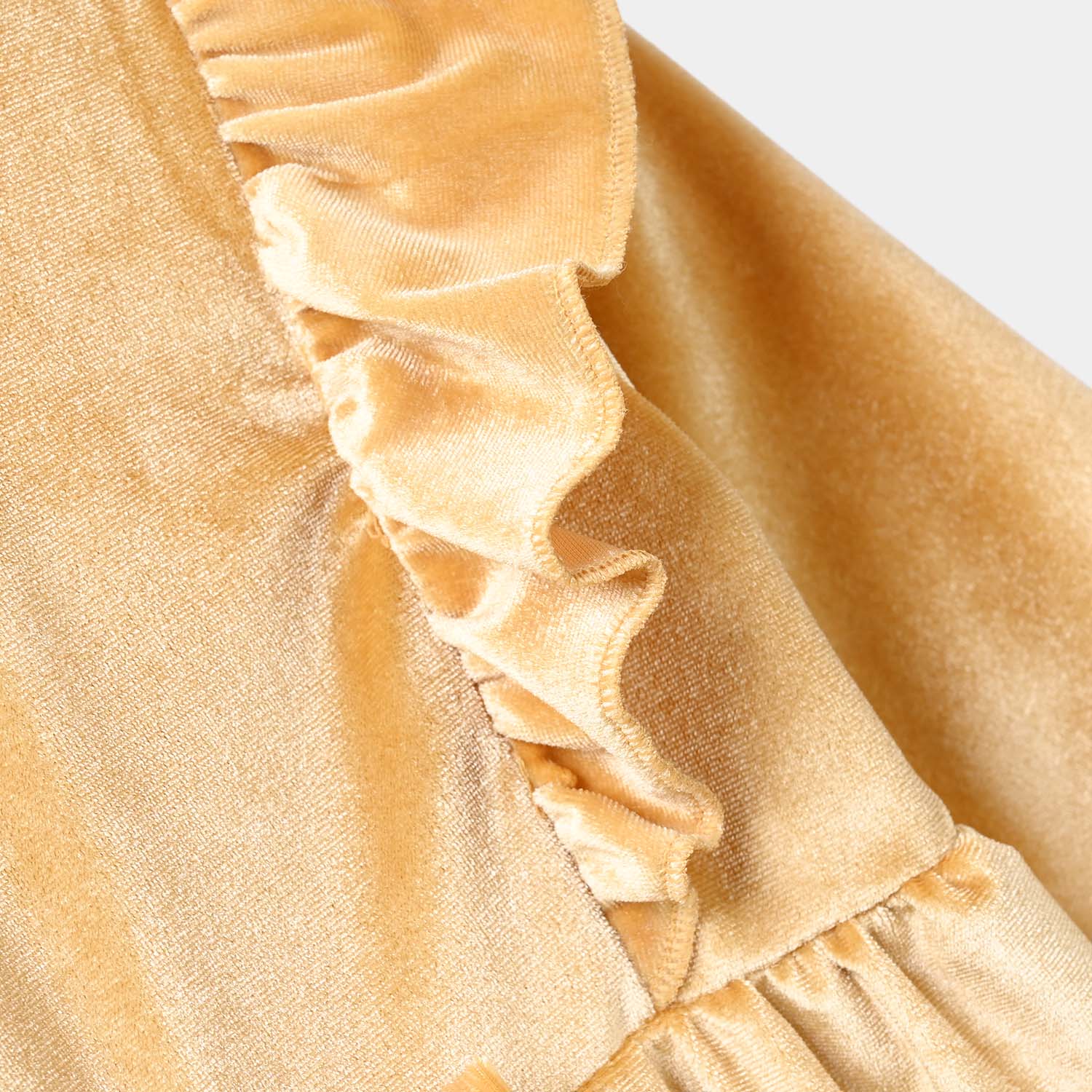 Infant Girls Velvet Romper - Yellow - Image 4