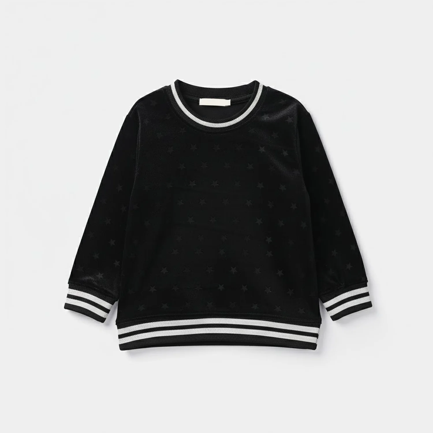 Girls Soft Plush Sweatshirt (Stars) - Black - Image 3